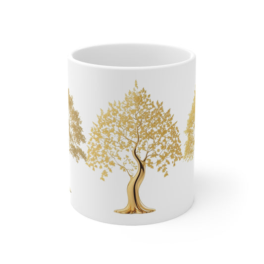 Gold Trees Mug - Ceramic Coffee Mug 11oz