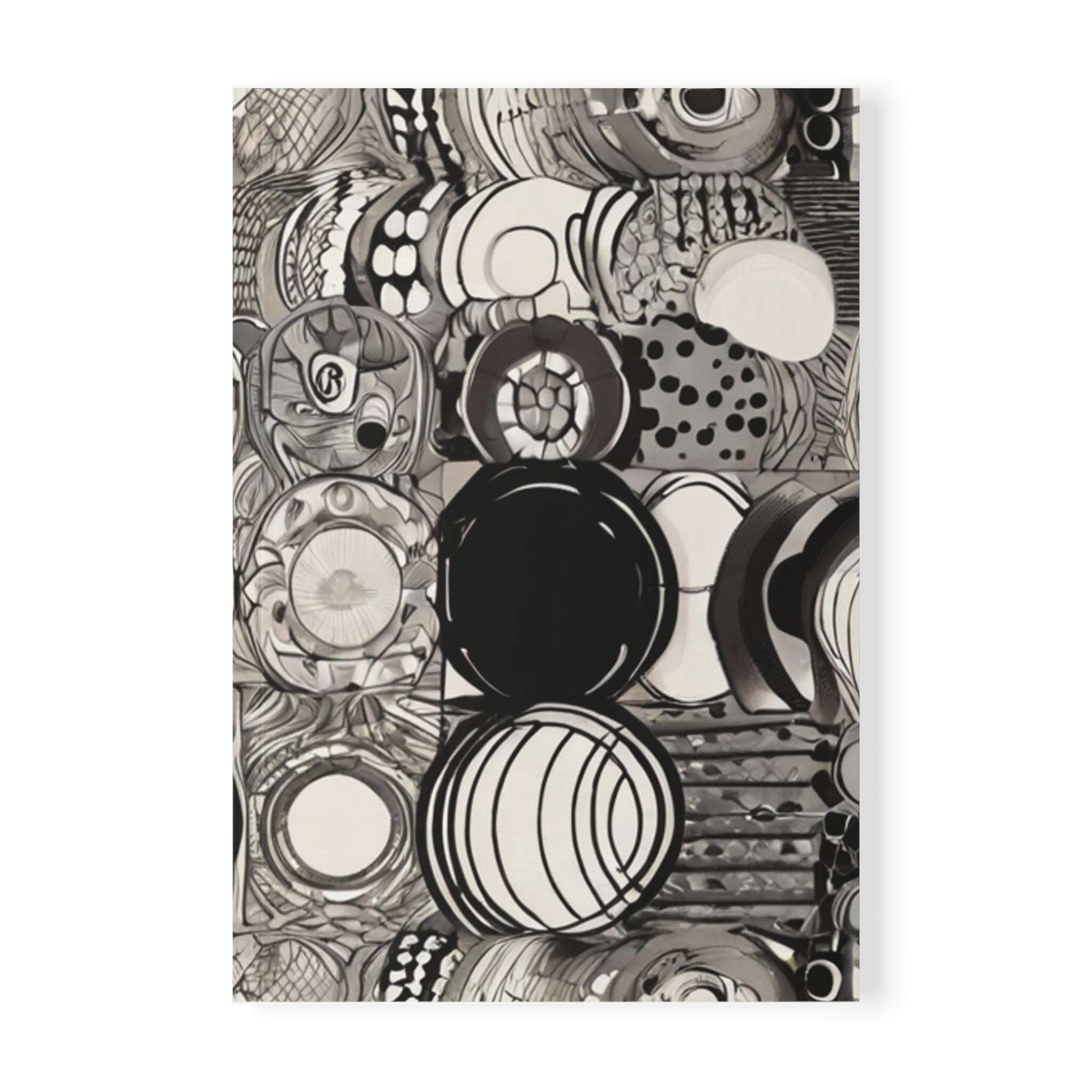 Black and White Circle Patterns - Softcover Notebook, A5