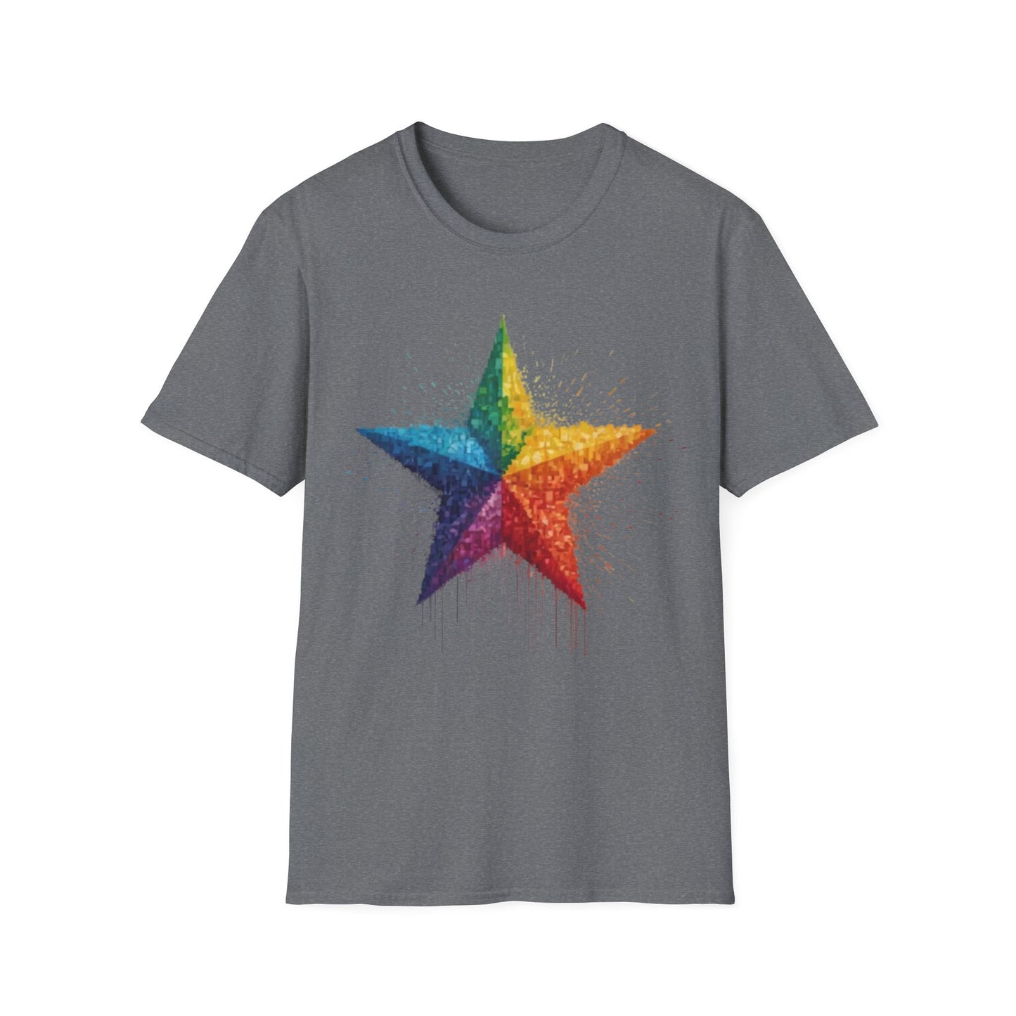 Multicoloured Pixelated Star - Unisex T-Shirt