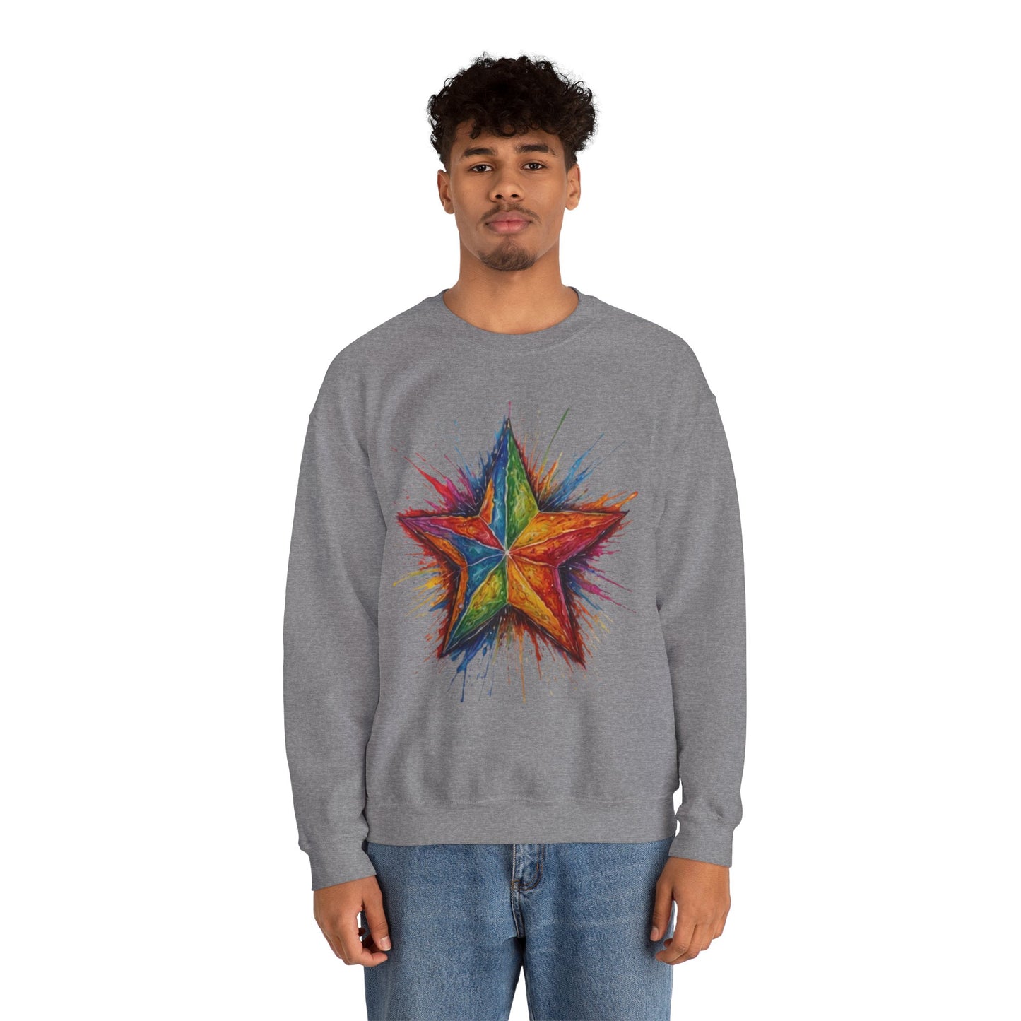 Burning Multicoloured Star - Unisex Crewneck Sweatshirt