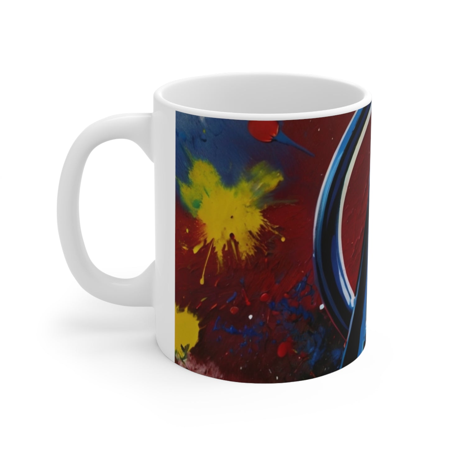 Messy Paint Splatter Blue Avengers Logo Mug - Ceramic Coffee Mug 11oz