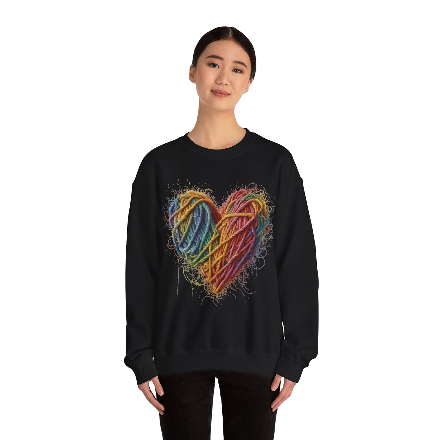 Multicoloured Ropes Love Heart - Unisex Crewneck Sweatshirt