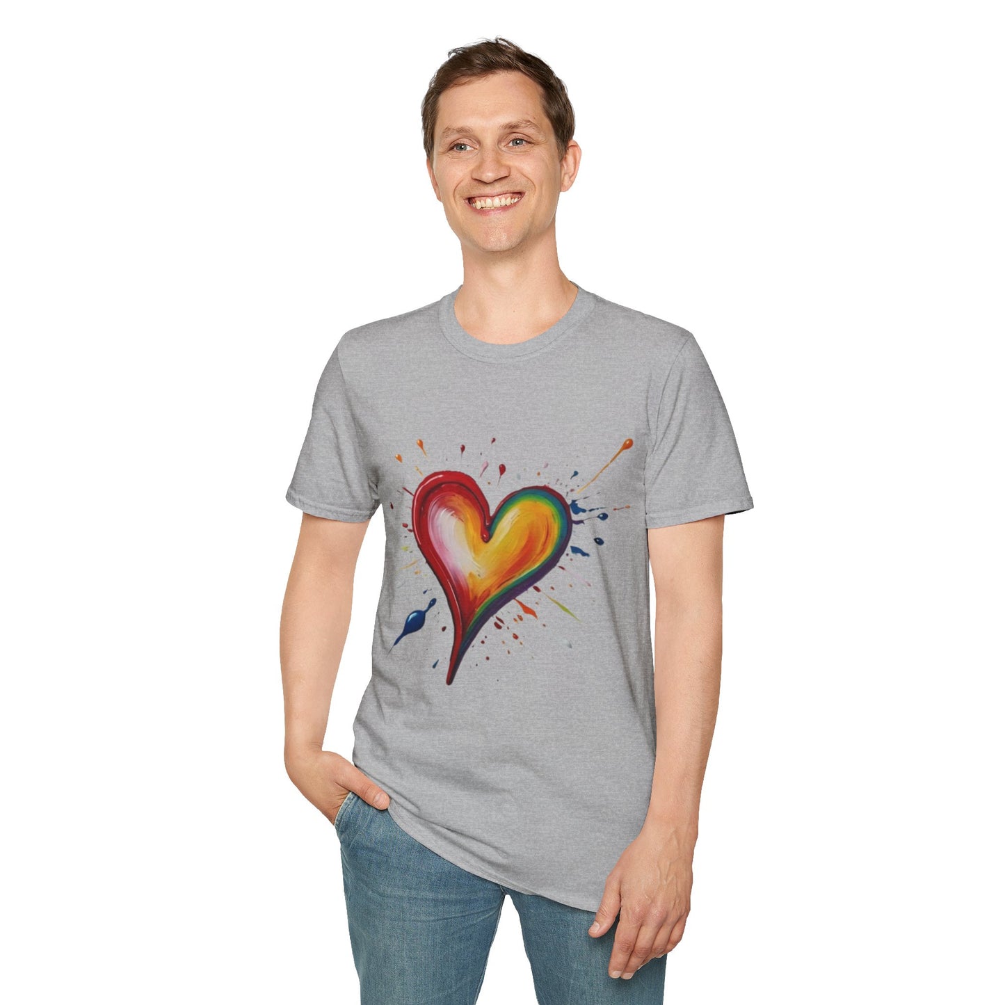 Messy Painted Colourful Slanted Love Heart - Unisex T-Shirt