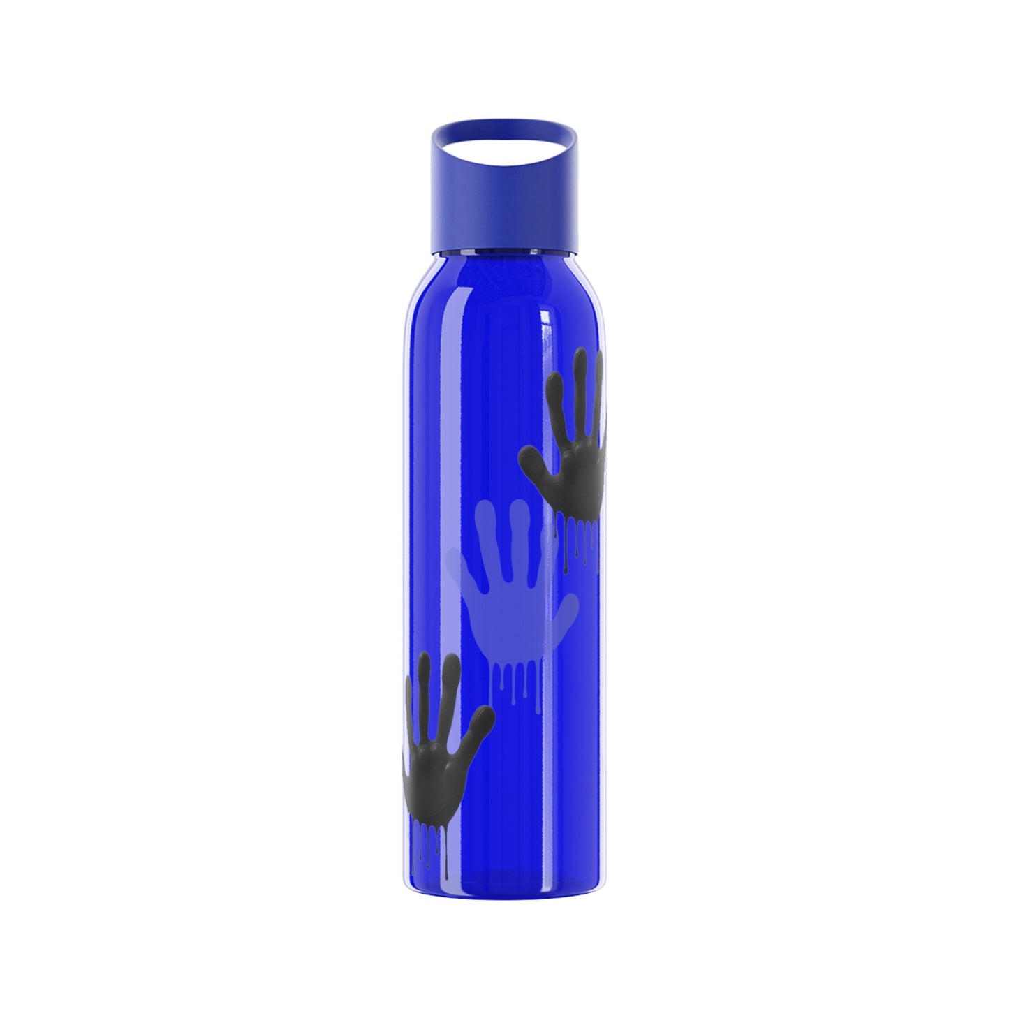 Black Hand Print Art - Sky Water Bottle