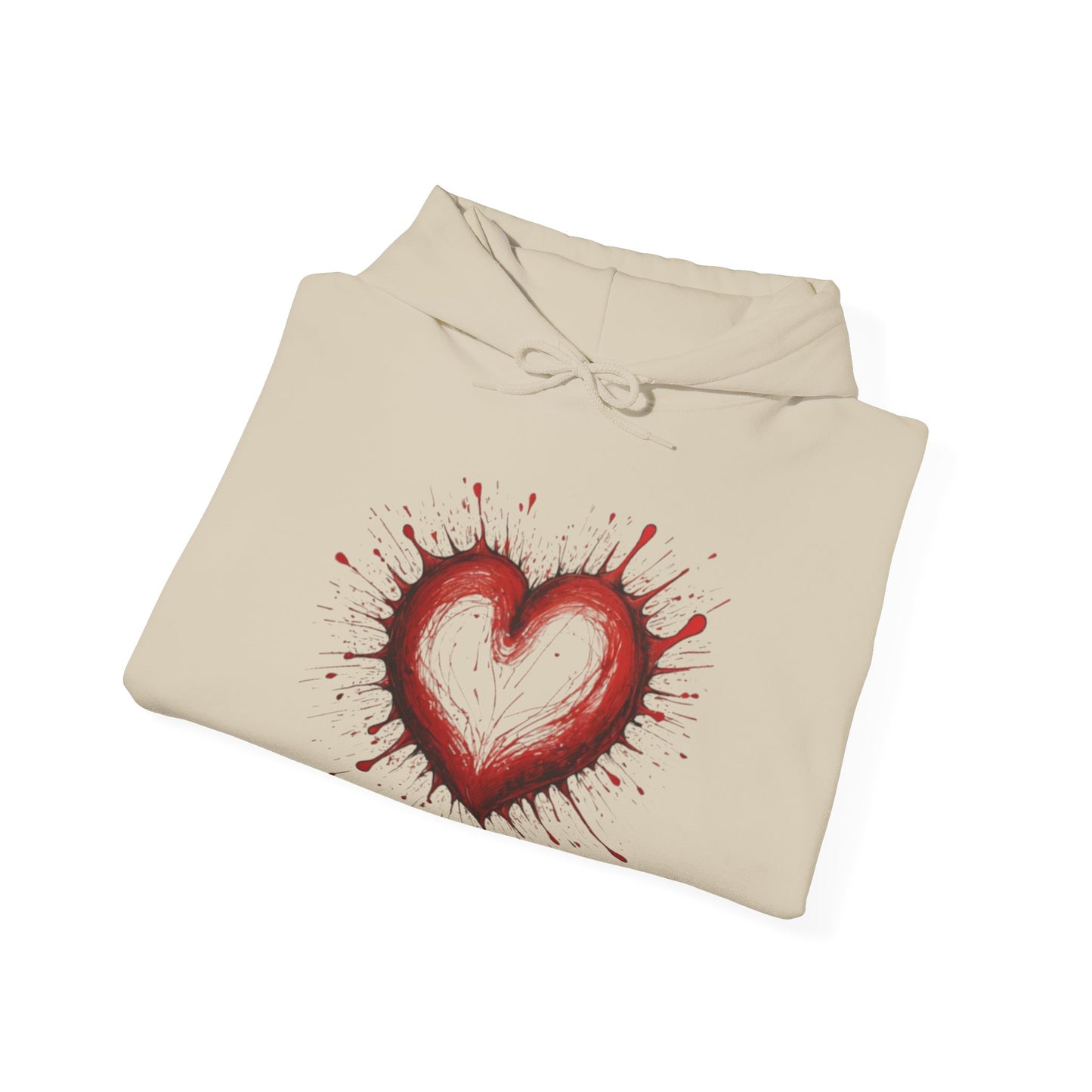 Messy Red Love Heart - Unisex Hooded Sweatshirt