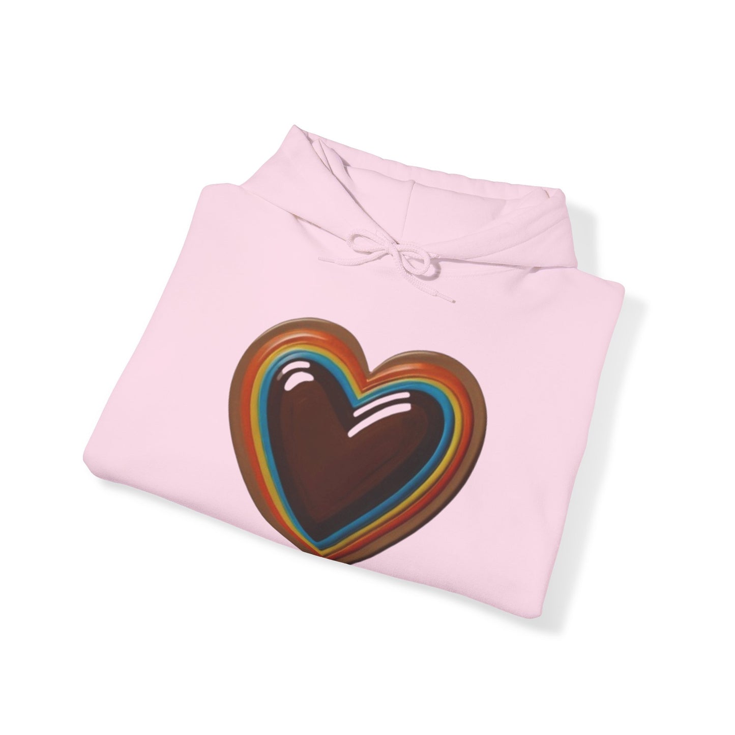 Colourful Brown Love Heart - Unisex Hooded Sweatshirt