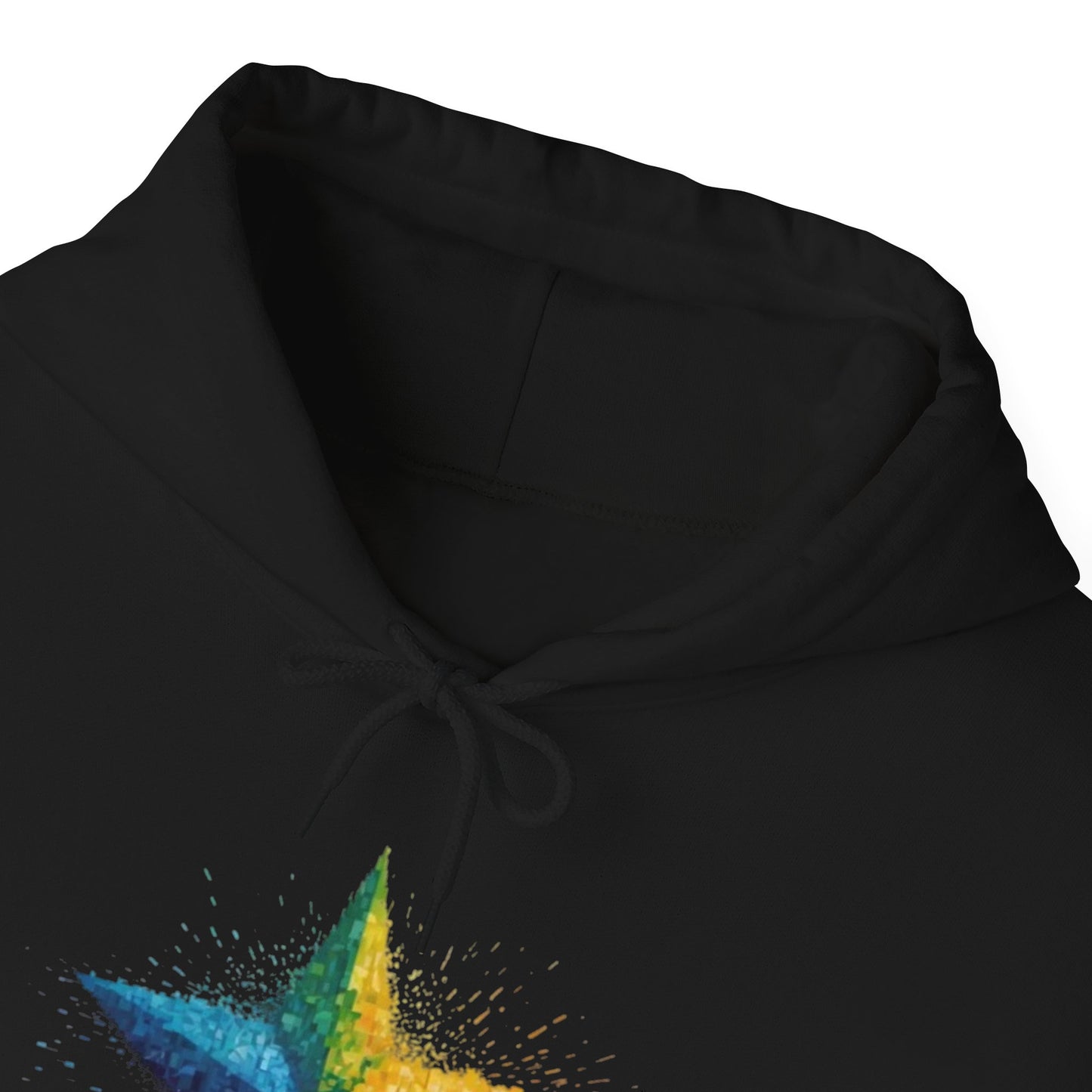 Multicoloured Pixelated Star - Unisex Hooded Sweatshirt