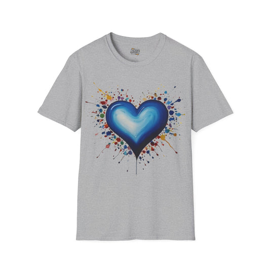 Messy Splatter Blue Love Heart - Unisex T-Shirt