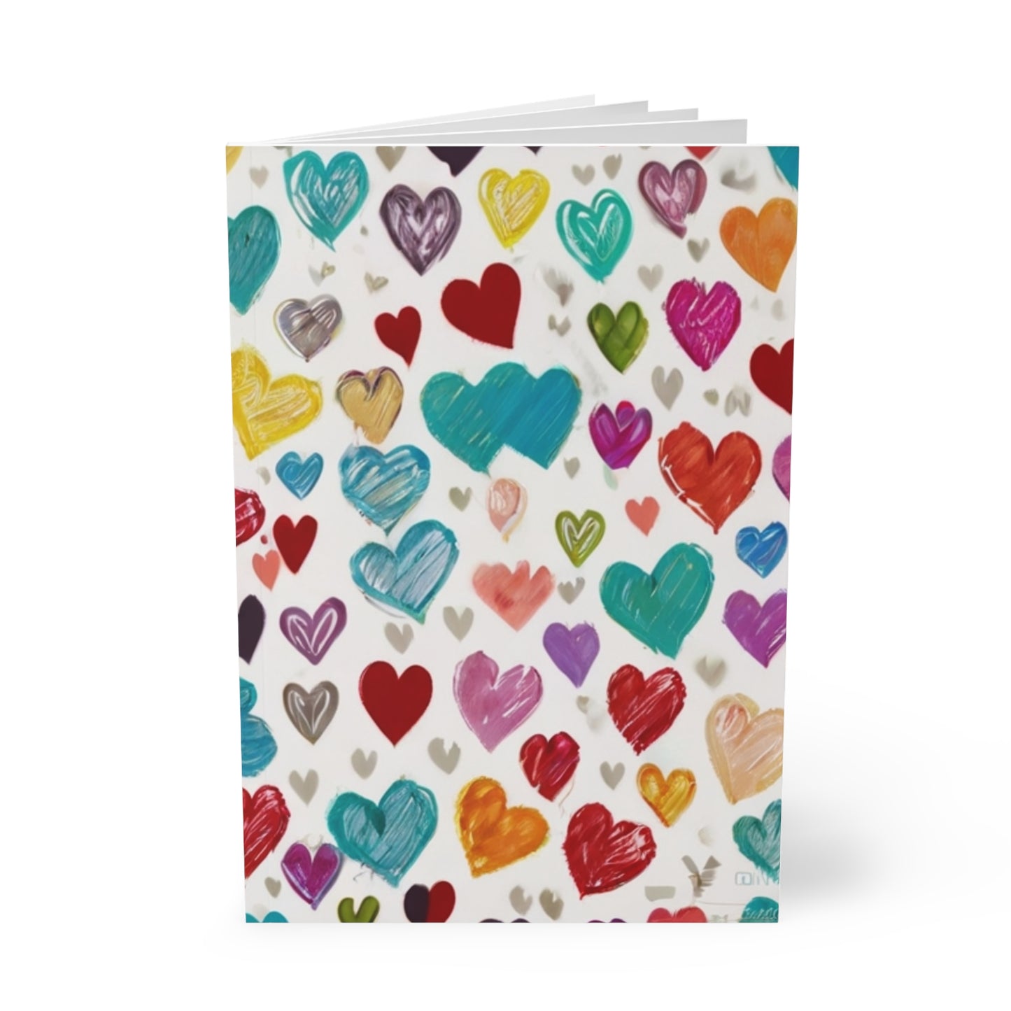 Colourful Sketched Small Love Hearts - Softcover Notebook, A5