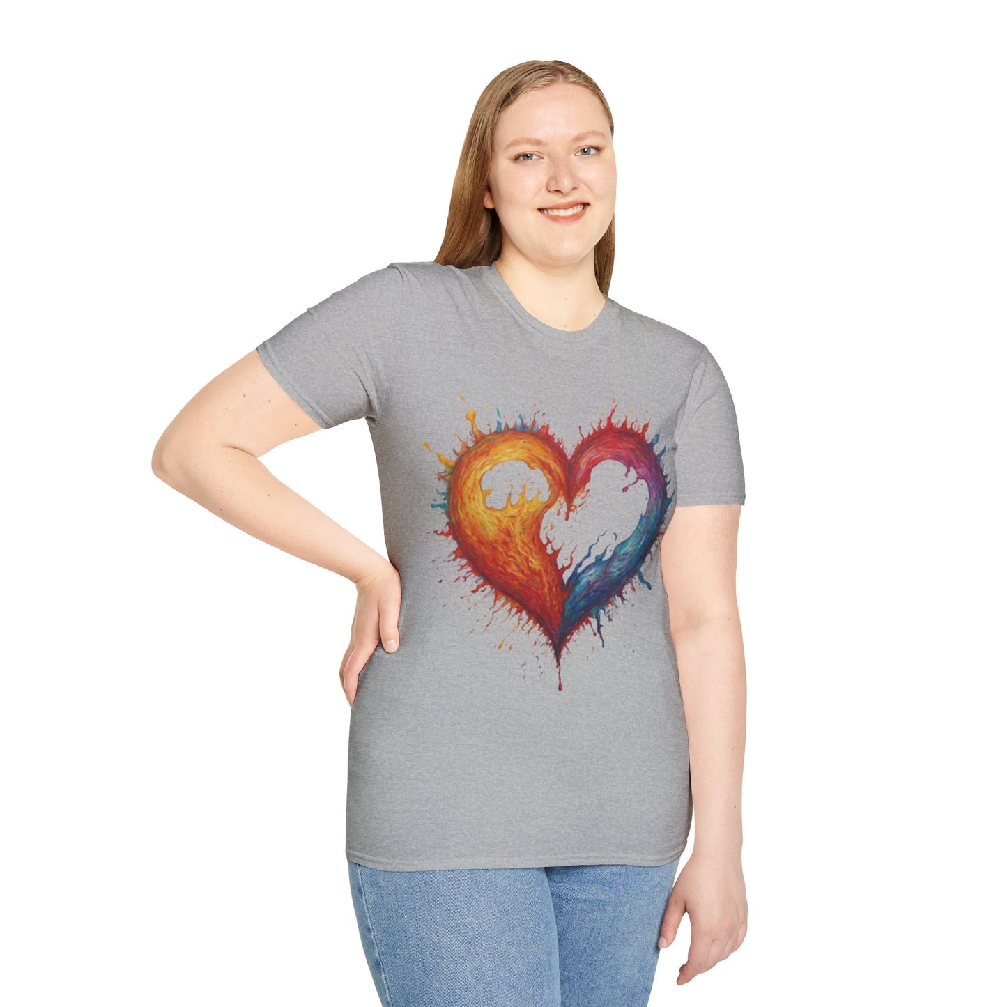 Colourful Burning Love Heart - Unisex T-Shirt