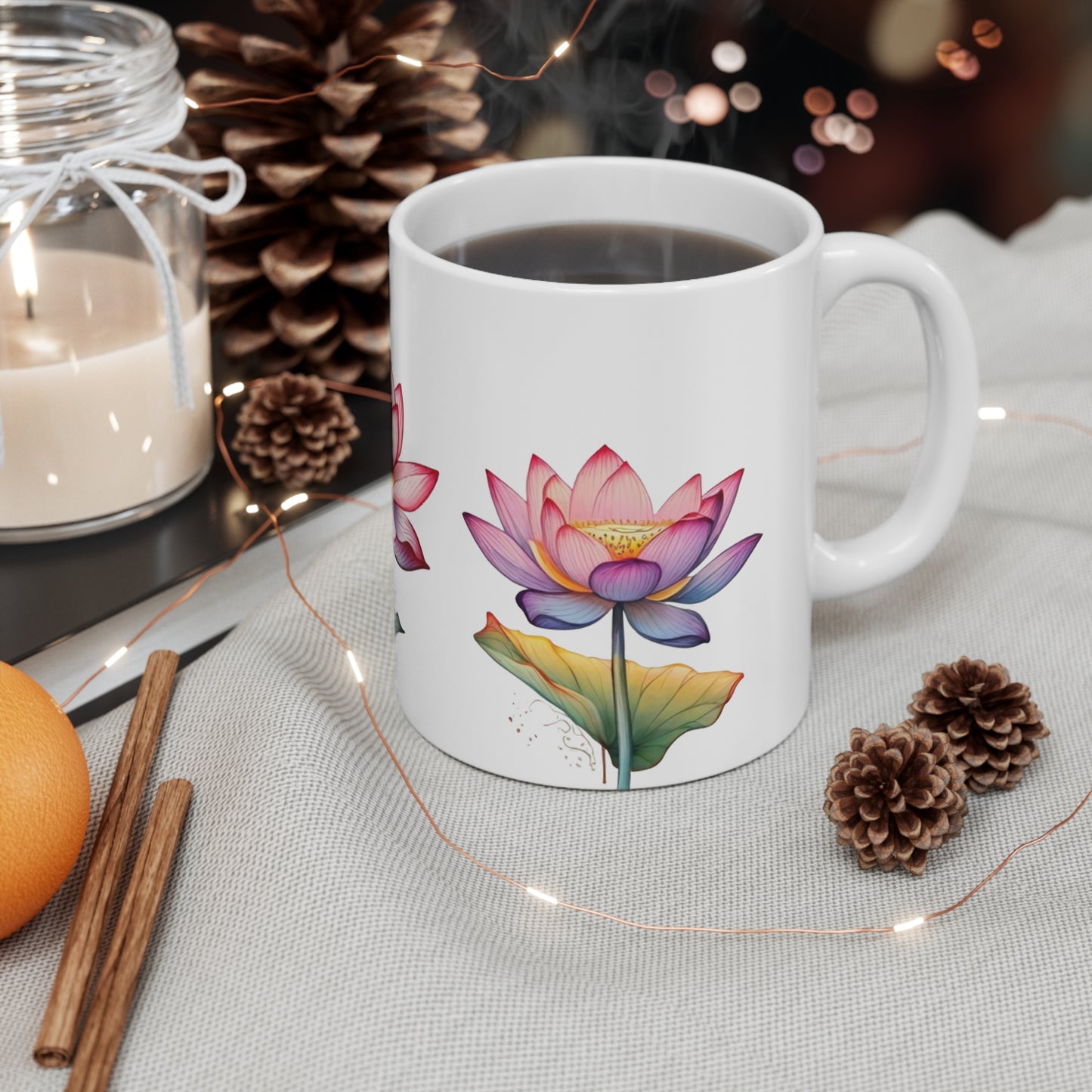 Lotus Flower Mug - Ceramic Coffee Mug 11oz