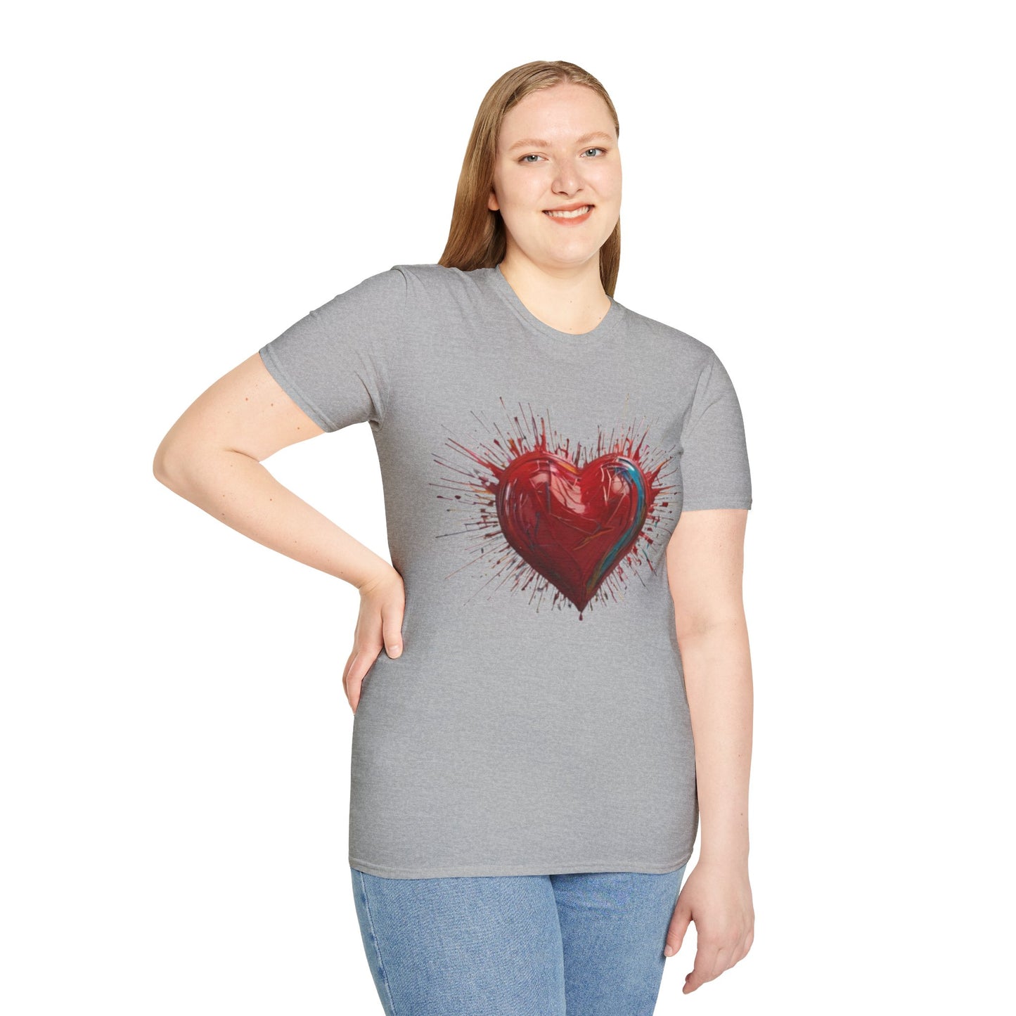 Messy Red Exploding Love Heart - Unisex T-Shirt