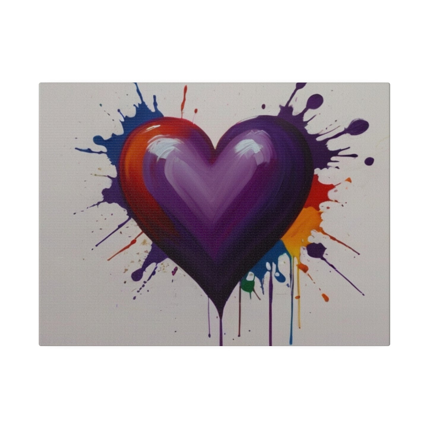 Messy Splatter Purple Love Heart - Matte Canvas, Stretched, 0.75"