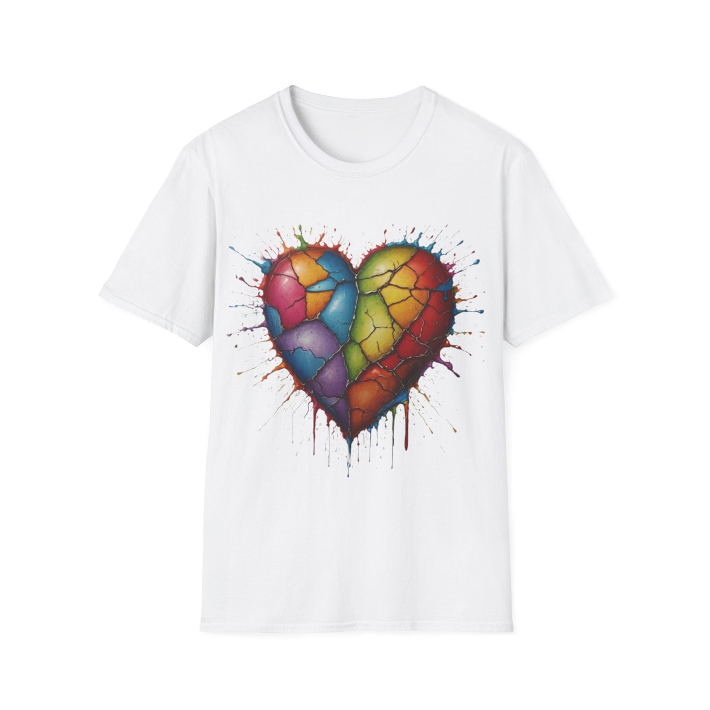 Colourful Messy Cracked Love Heart - Unisex T-Shirt