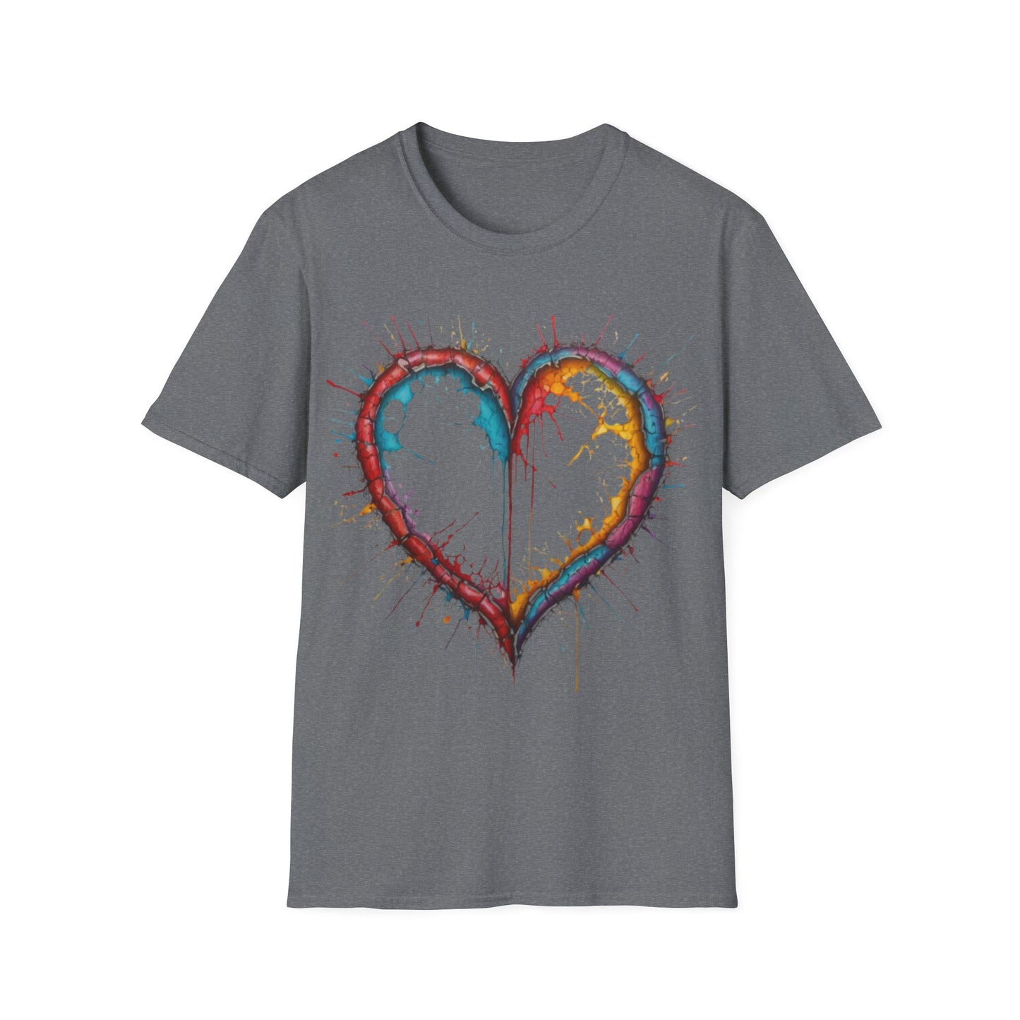 Hollow Colourful Messy Love Heart - Unisex T-Shirt