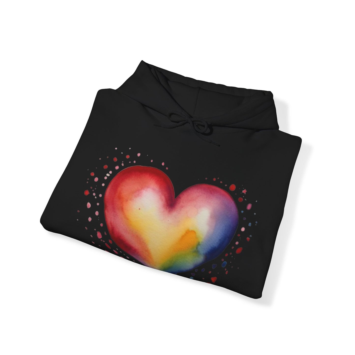 Colourful Watercolour Love Heart - Unisex Hooded Sweatshirt