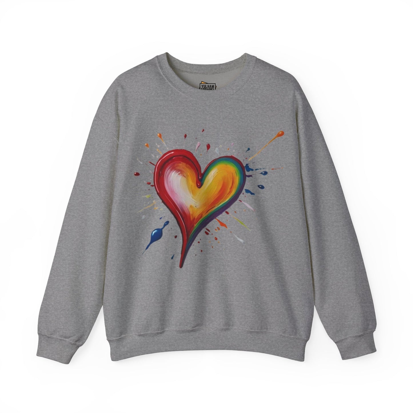 Messy Painted Colourful Slanted Love Heart - Unisex Crewneck Sweatshirt