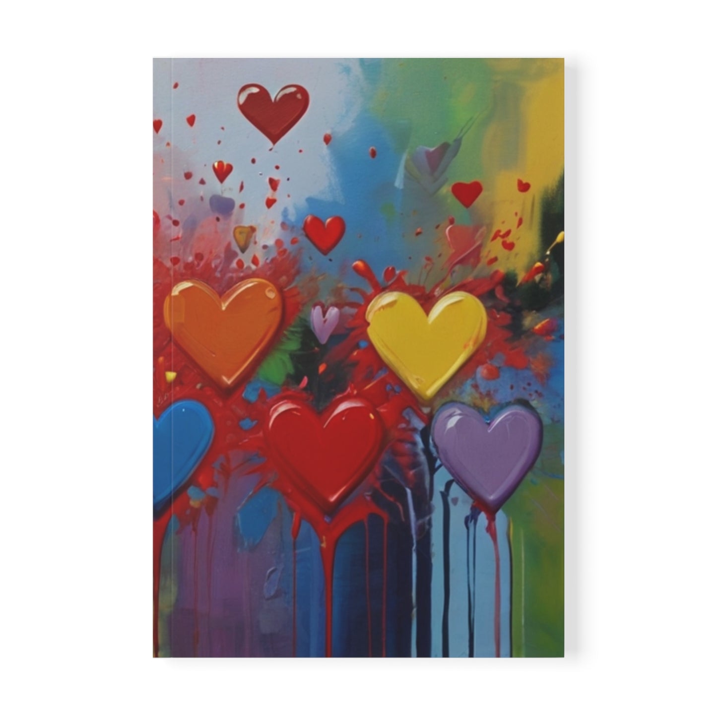 Messy Splatter Love Hearts - Softcover Notebook, A5