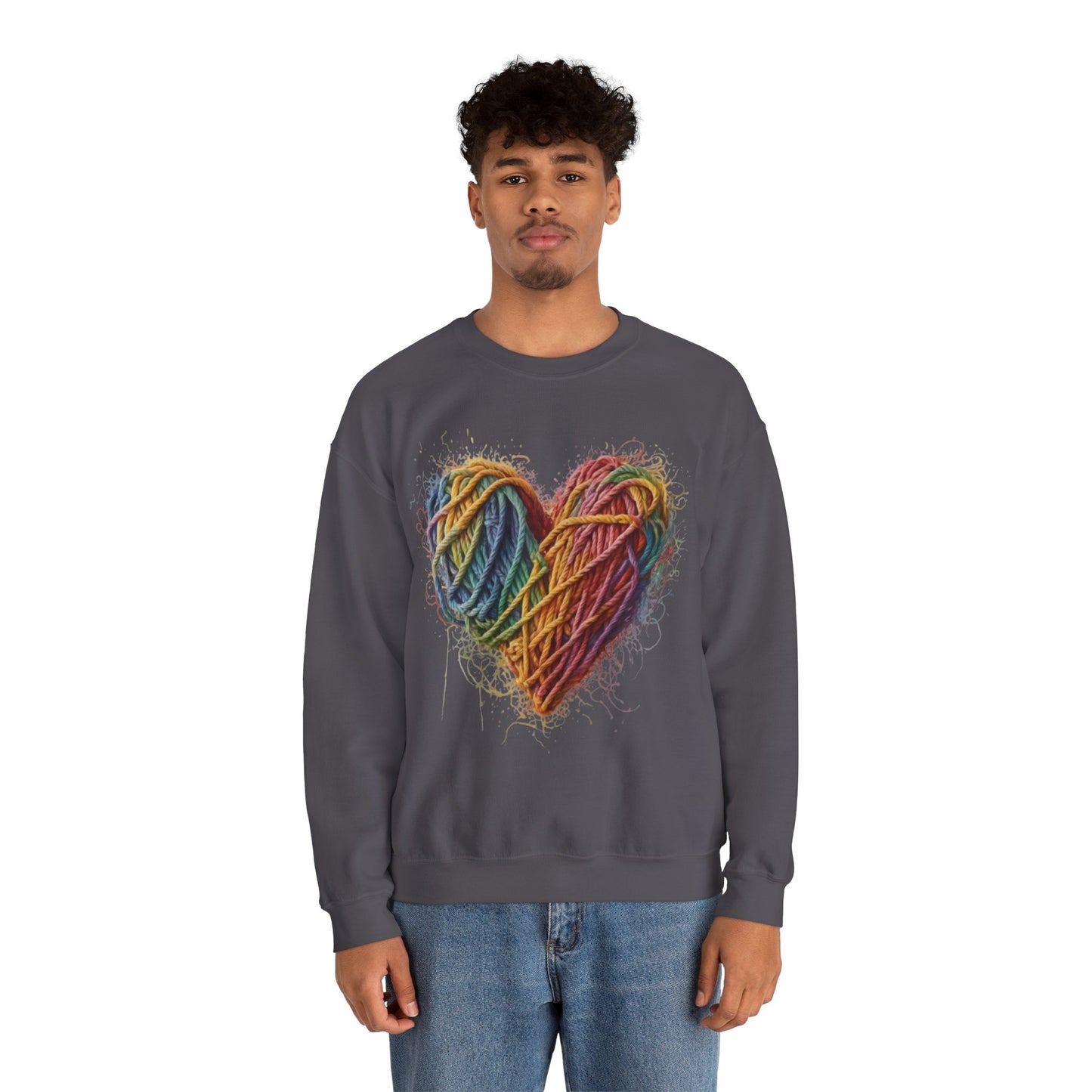 Multicoloured Ropes Love Heart - Unisex Crewneck Sweatshirt