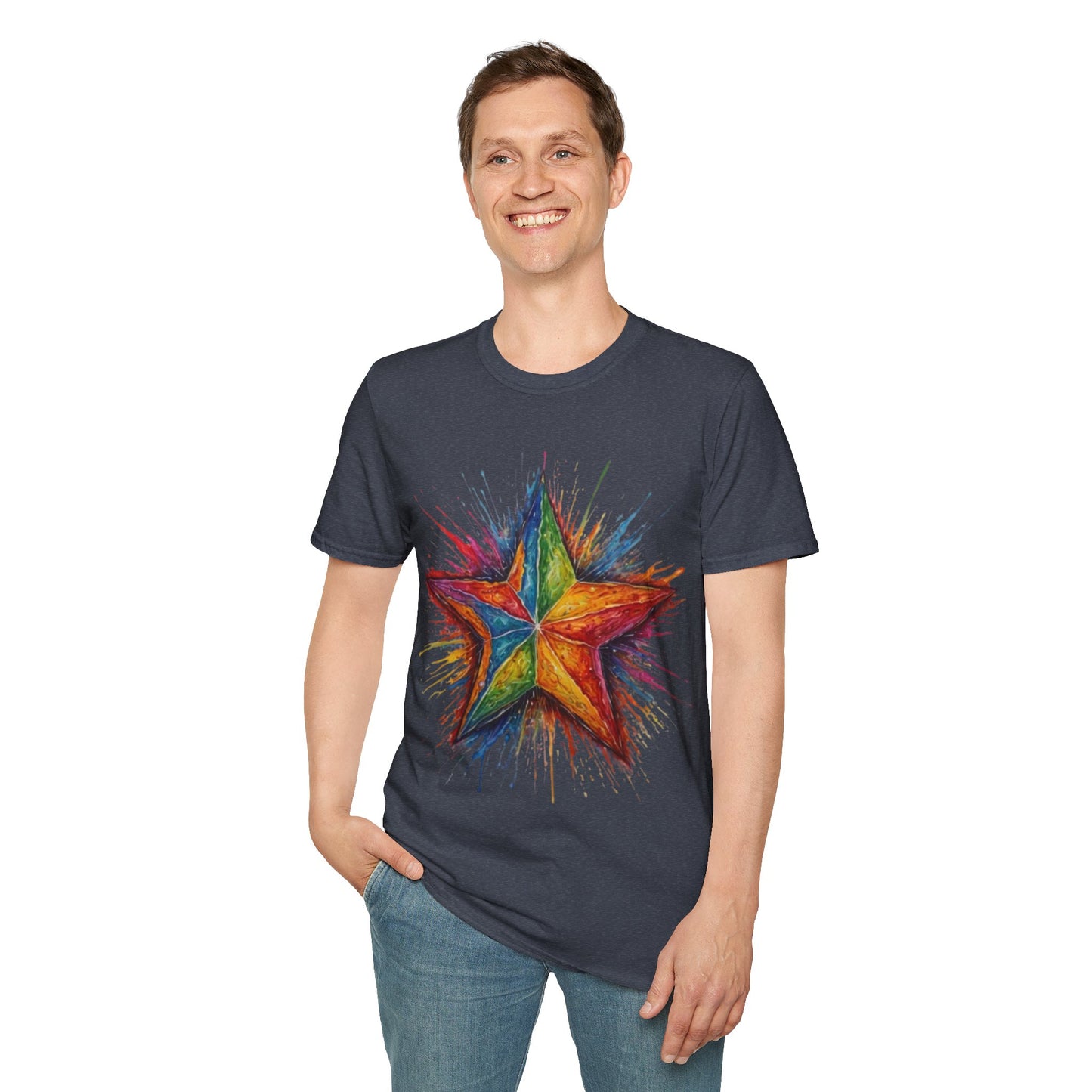 Burning Multicoloured Star - Unisex T-Shirt