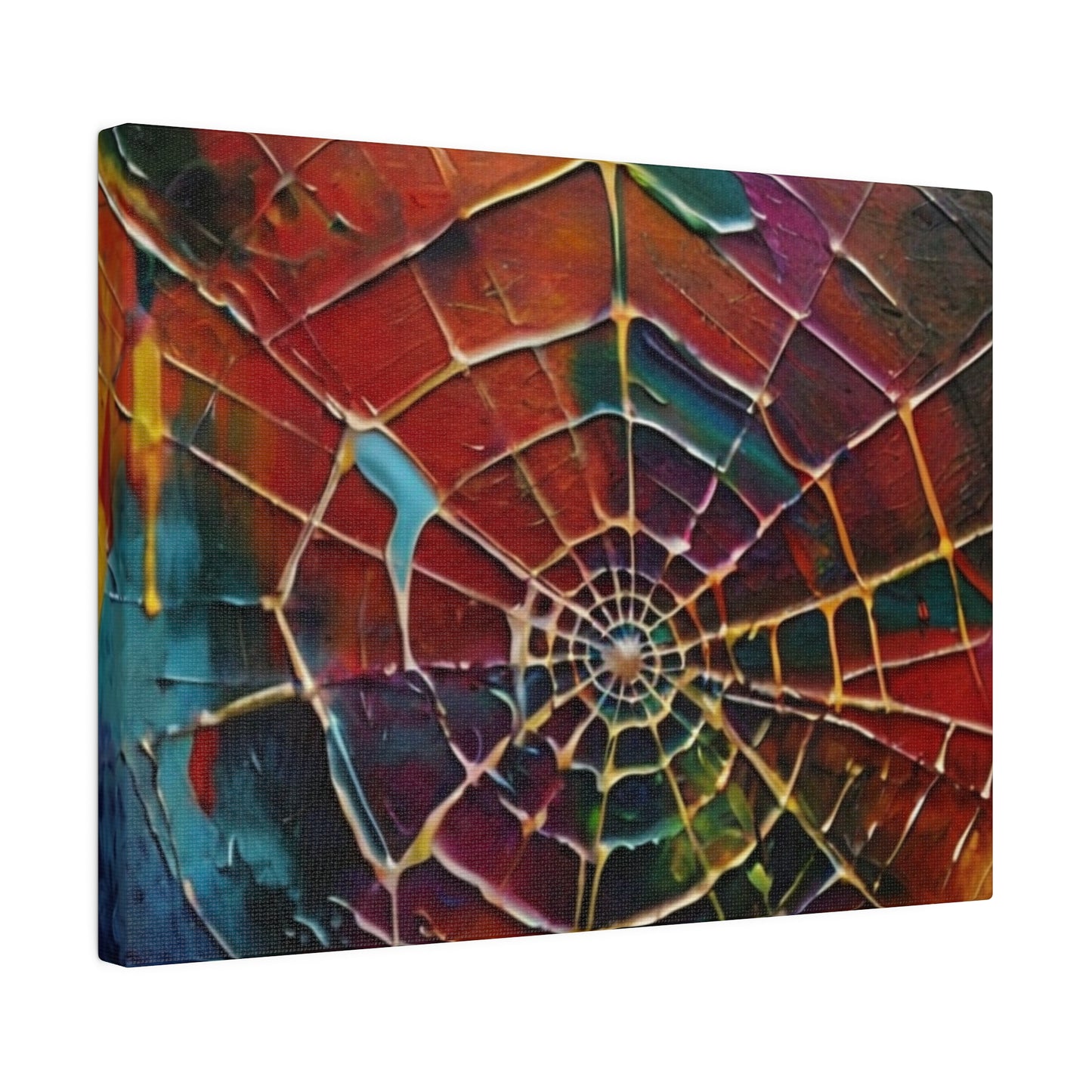 Messy Painting Colourful Spiderweb - Matte Canvas, Stretched, 0.75"