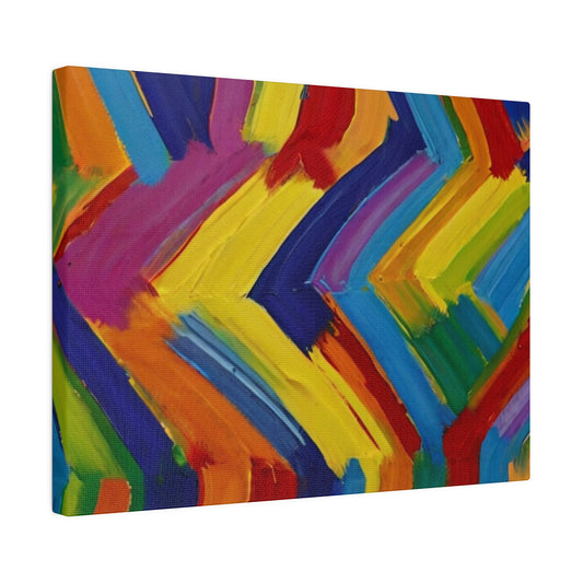 Colourful Messy Paint Zigzags - Matte Canvas, Stretched, 0.75"