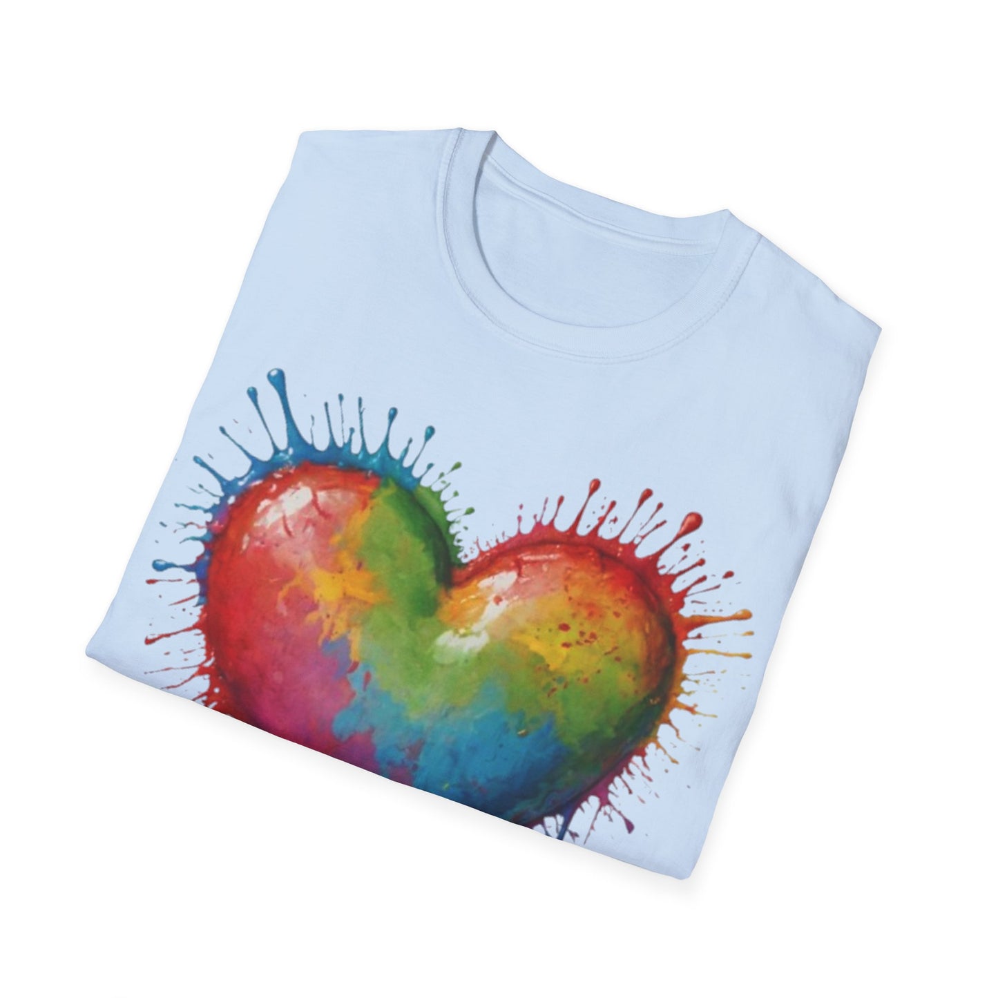 Colourful Messy Dripping Heart - Unisex T-Shirt