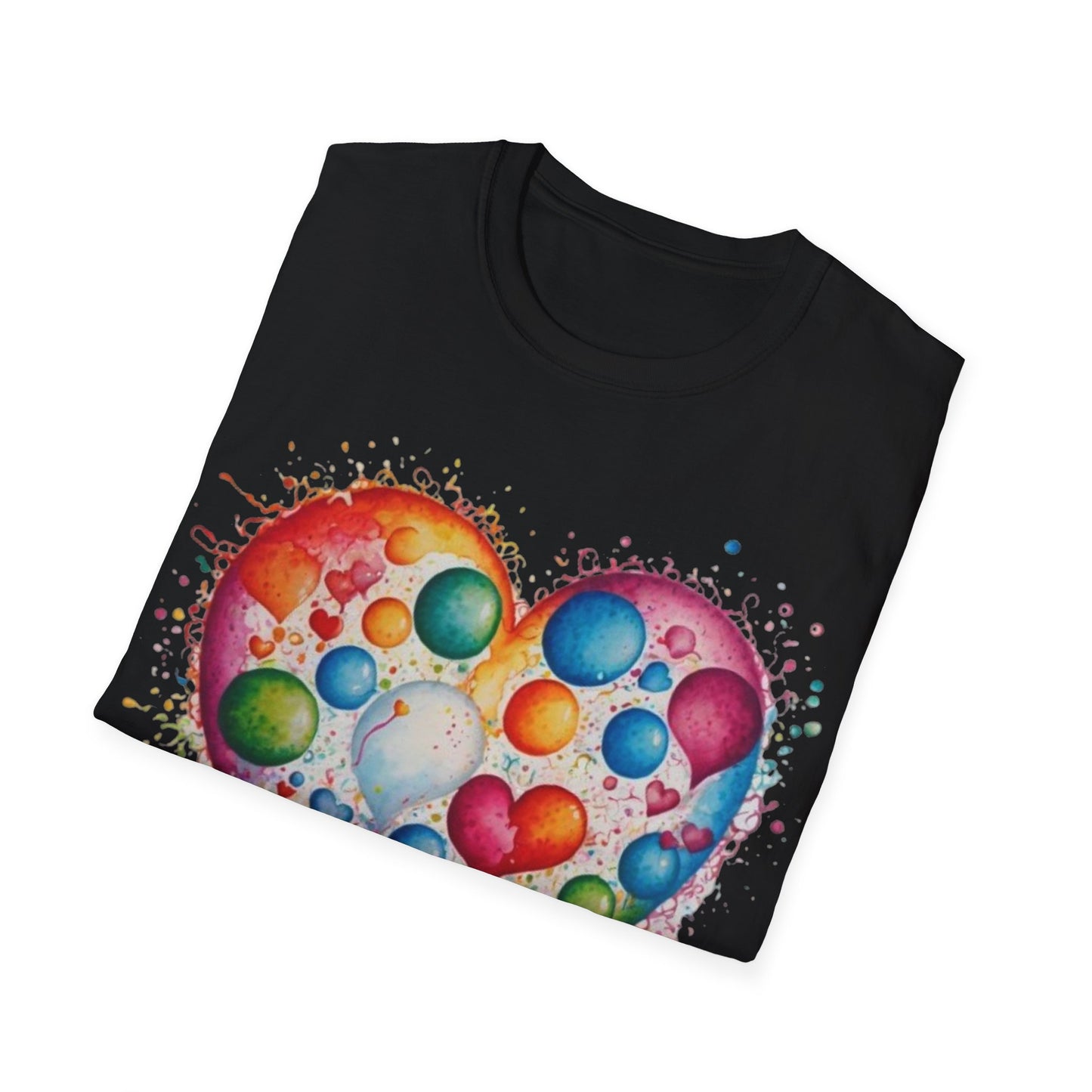 Colourful Messy Bubbles Love Heart - Unisex T-Shirt