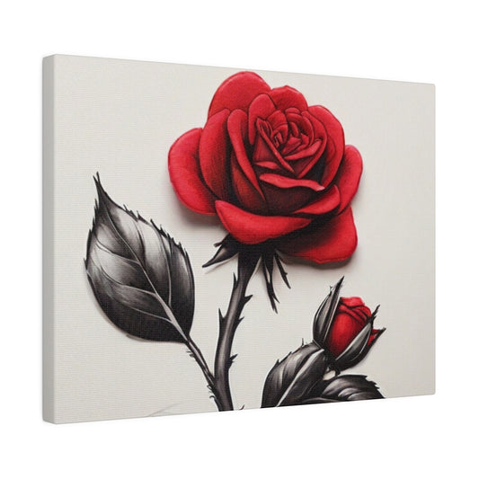 Single Red Rose - Matte Canvas, Stretched, 0.75"