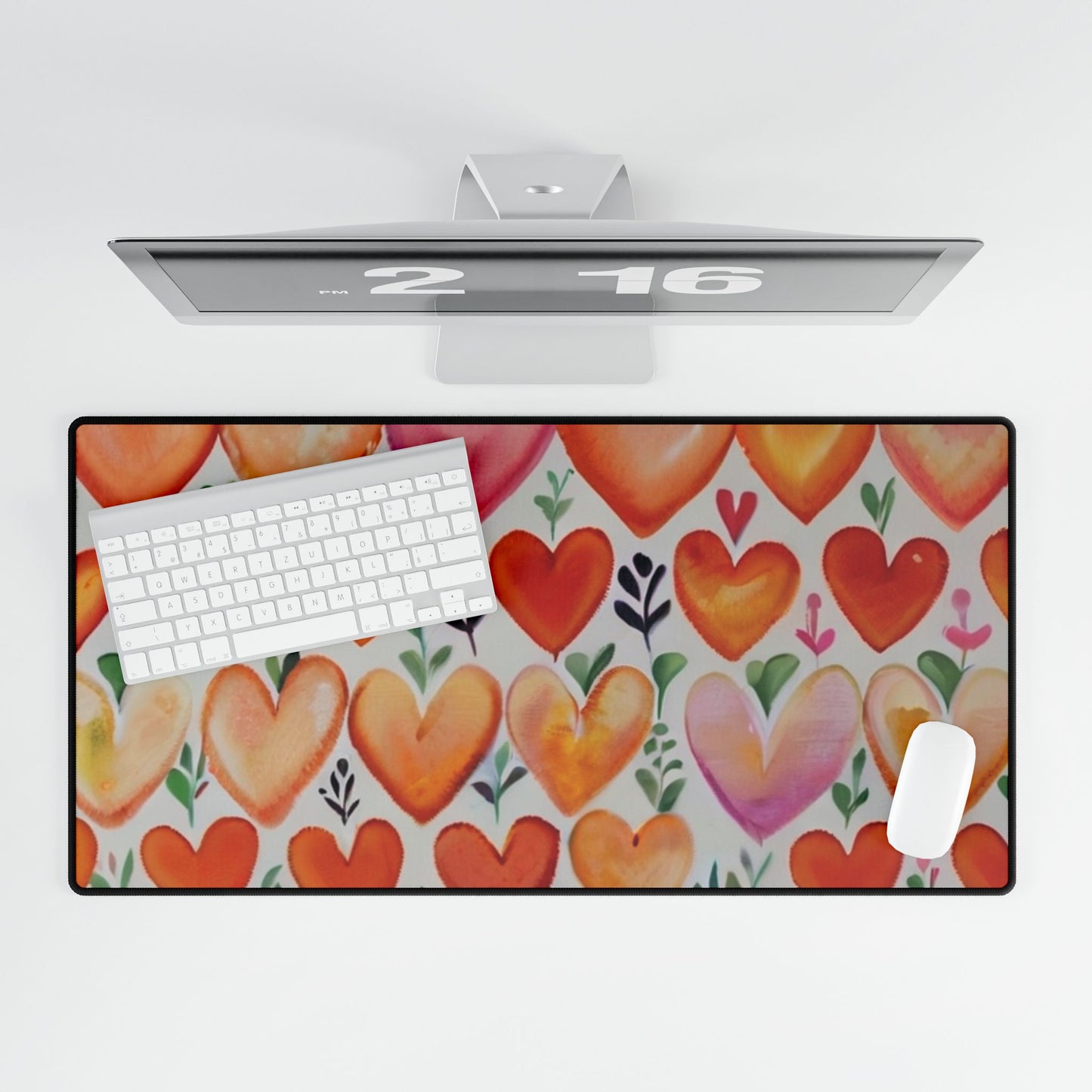 Peachy Love Hearts - Desk Mat