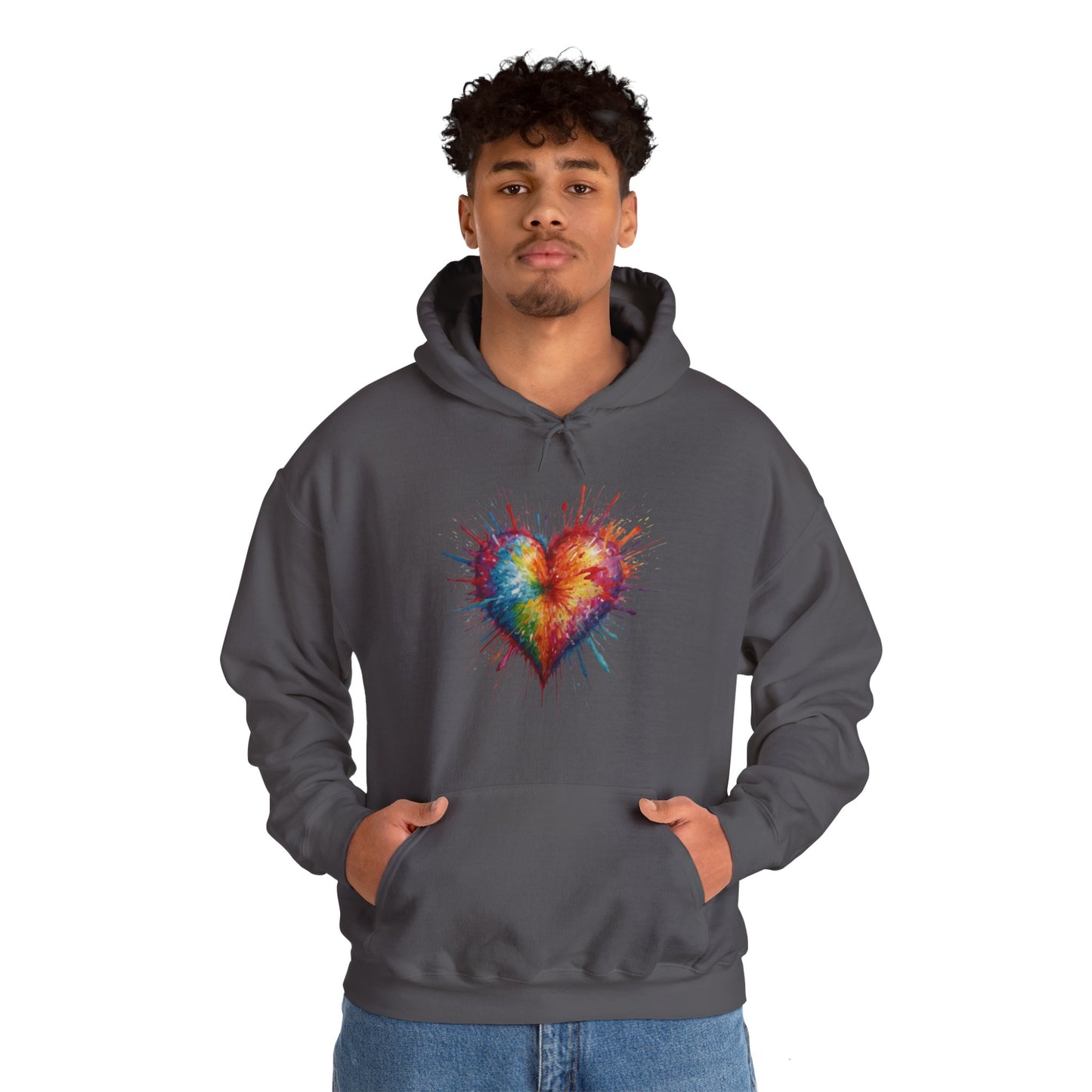 Colourful Messy Exploding Love Heart - Unisex Hooded Sweatshirt