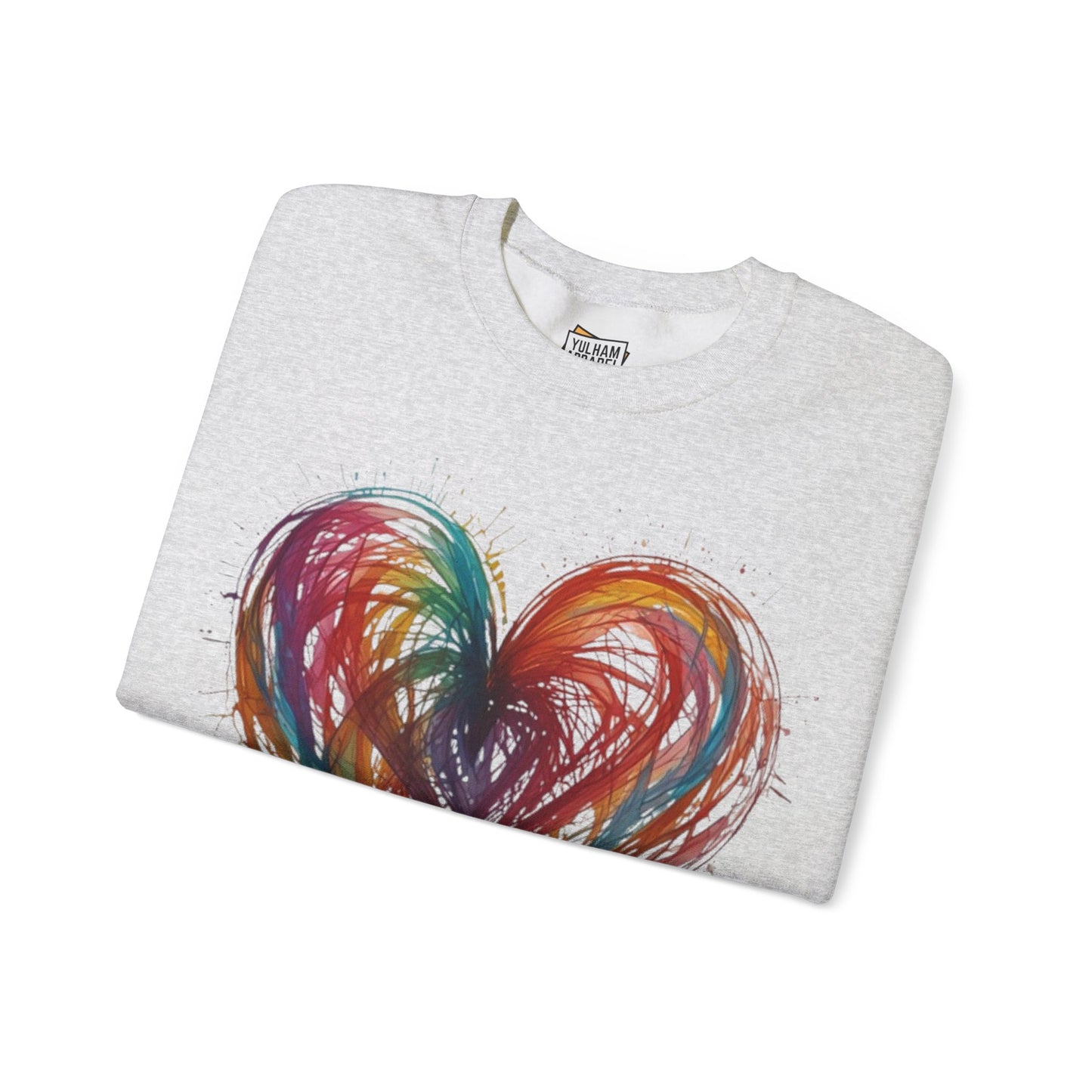 Colourful Messy Lines Transparent Love Heart - Unisex Crewneck Sweatshirt