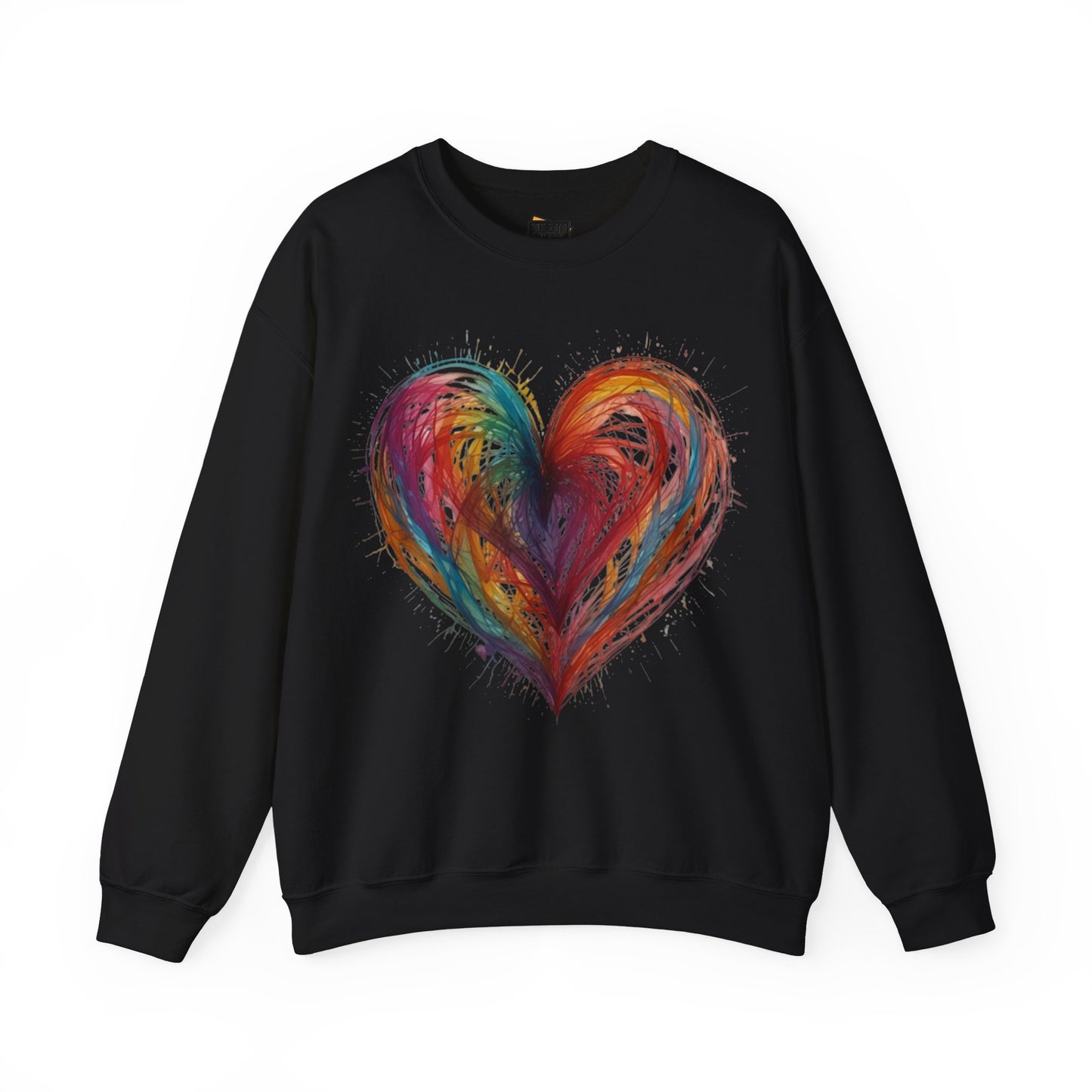 Colourful Messy Lines Transparent Love Heart - Unisex Crewneck Sweatshirt