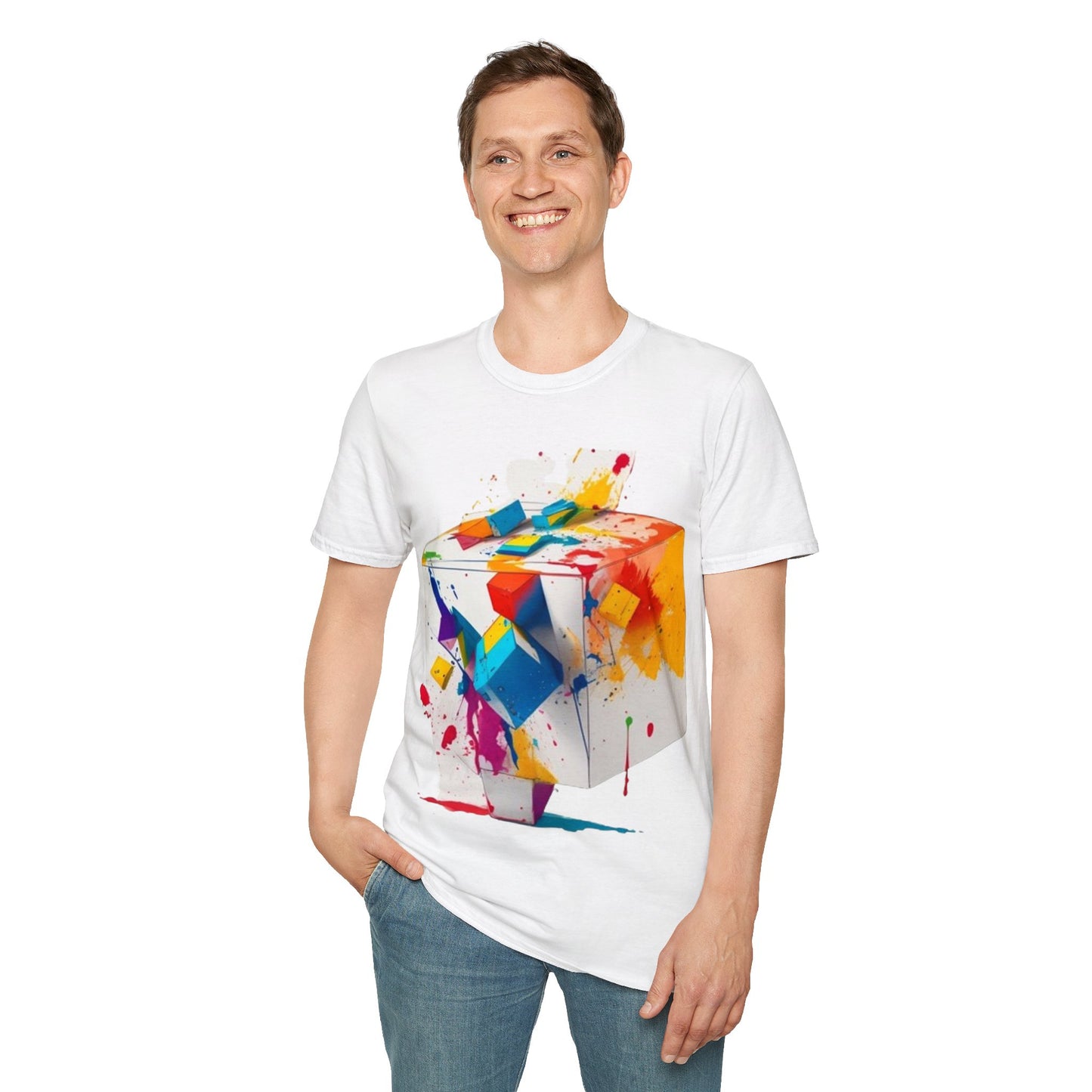 Messy Colourful 3D Cube - Unisex T-Shirt