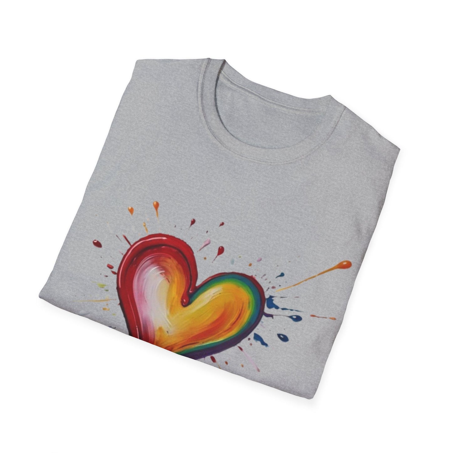 Messy Painted Colourful Slanted Love Heart - Unisex T-Shirt