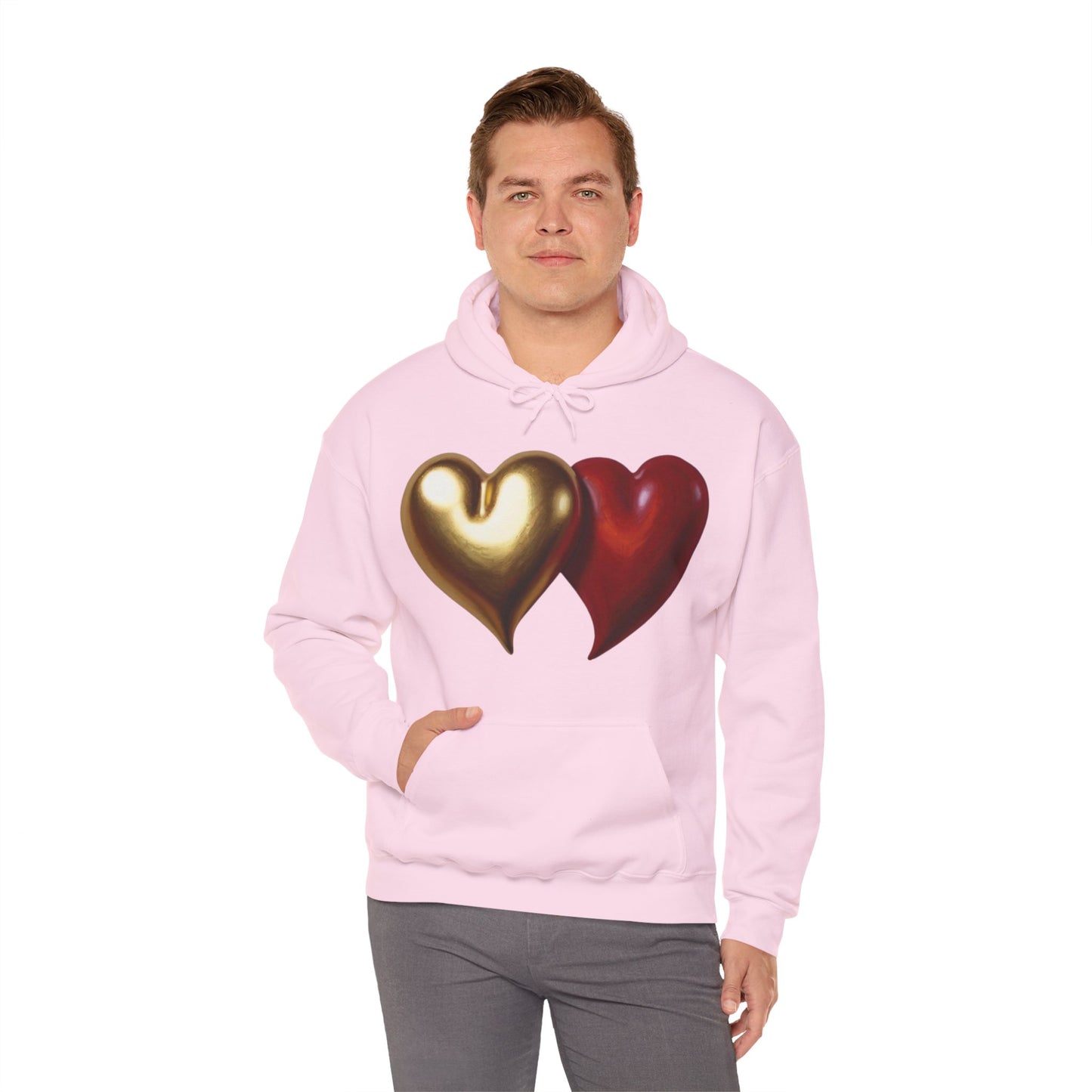 Gold And Red Love Heart - Unisex Hooded Sweatshirt