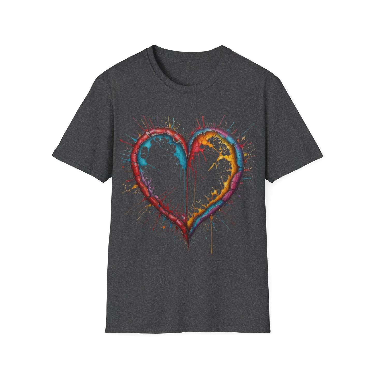 Hollow Colourful Messy Love Heart - Unisex T-Shirt