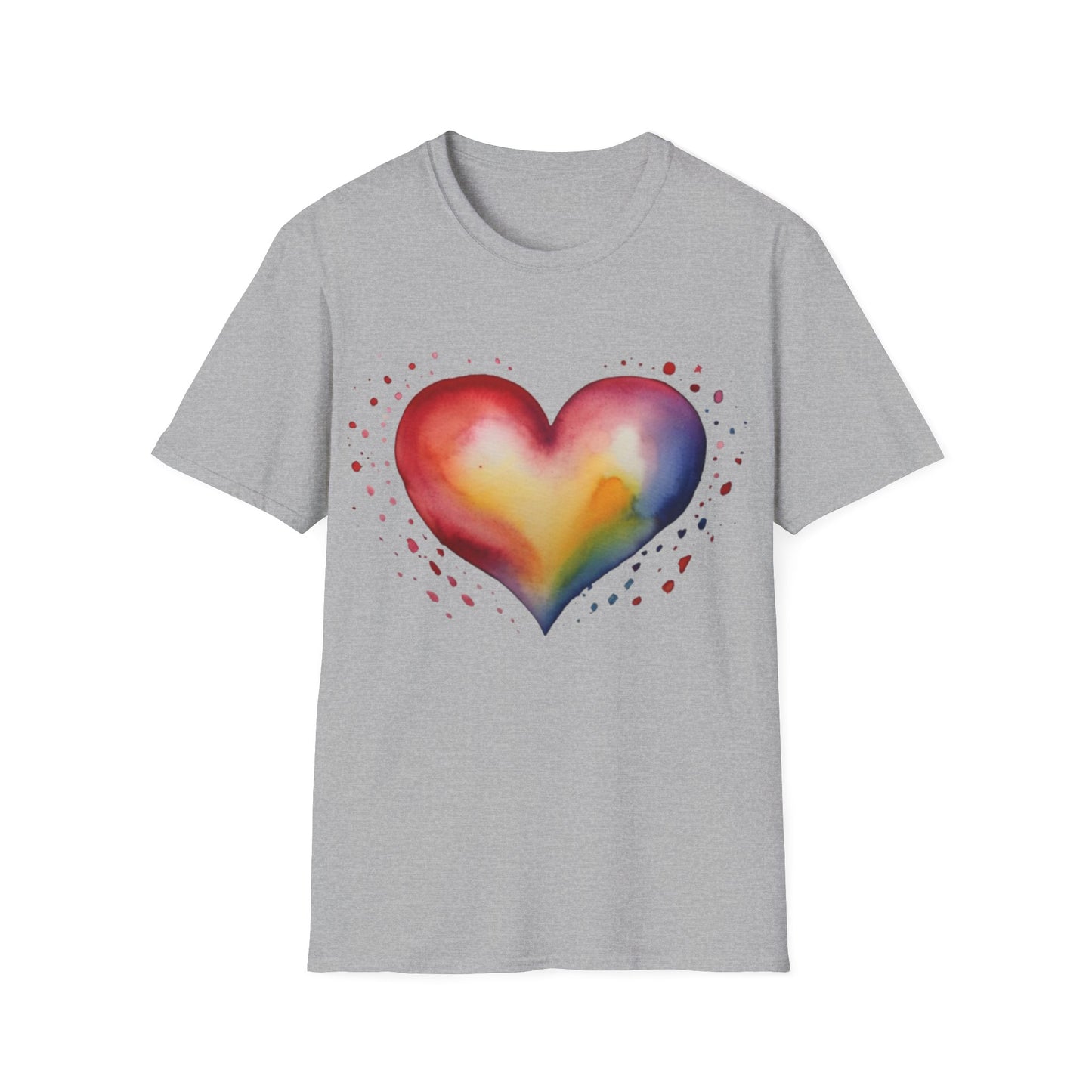 Colourful Watercolour Style Love Heart - Unisex T-Shirt