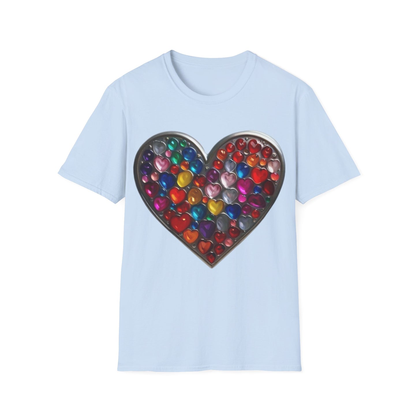 Multicoloured Silver Love Heart - Unisex T-Shirt