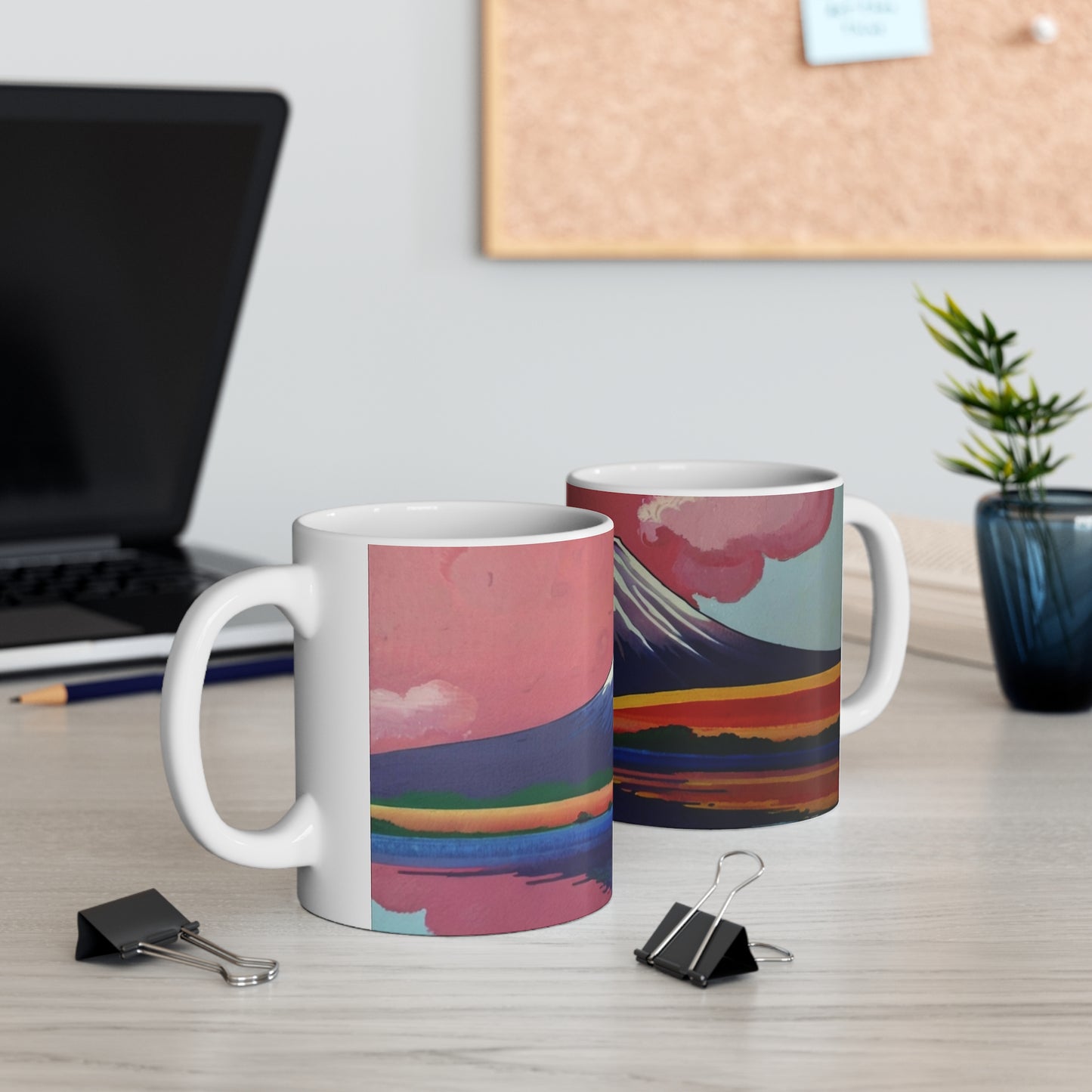 Colourful Mount Fuji Mug - Ceramic Coffee Mug 11oz