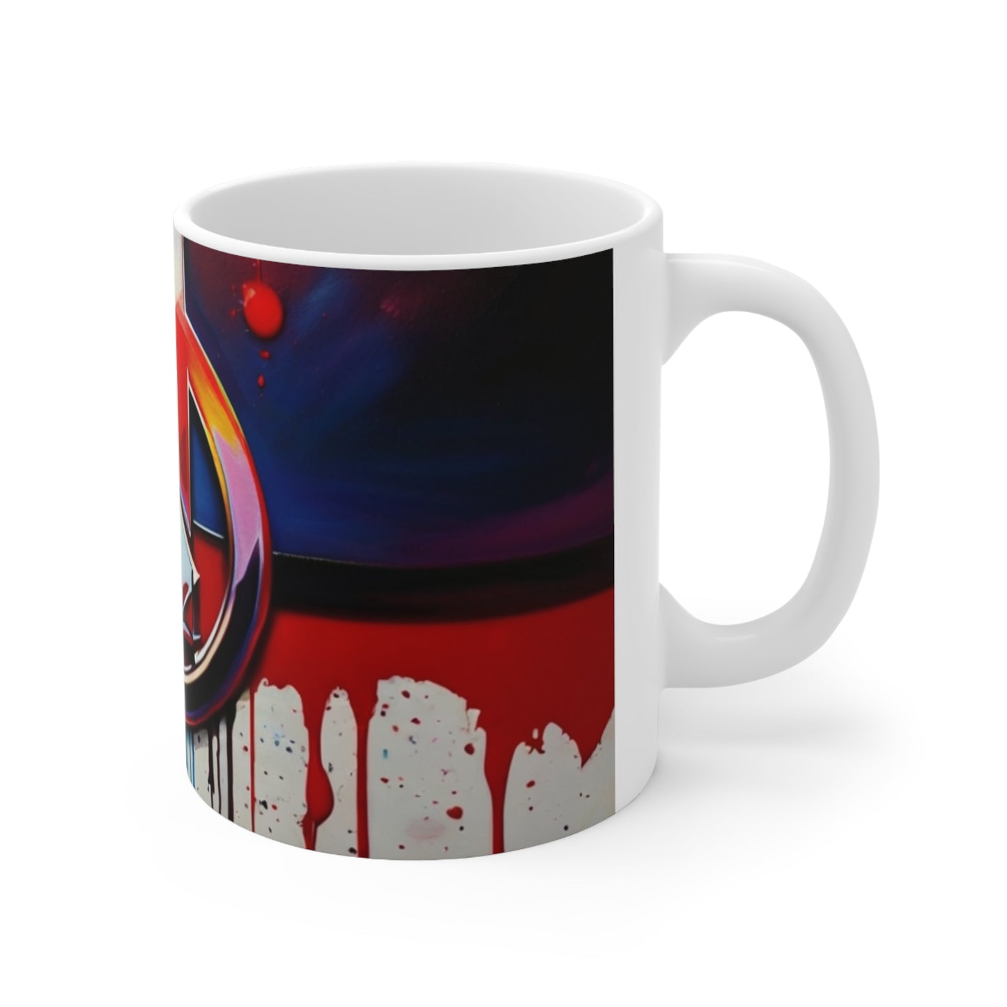 Messy Red and Blue Avengers Logo Mug - Ceramic Coffee Mug 11oz