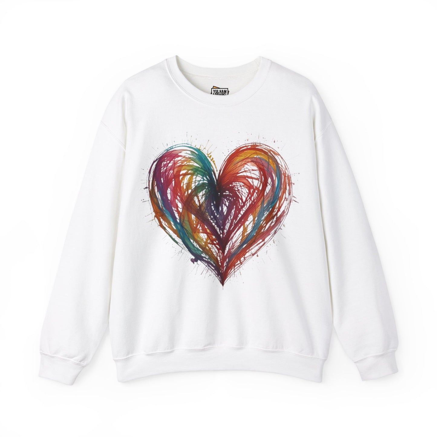 Colourful Messy Lines Transparent Love Heart - Unisex Crewneck Sweatshirt