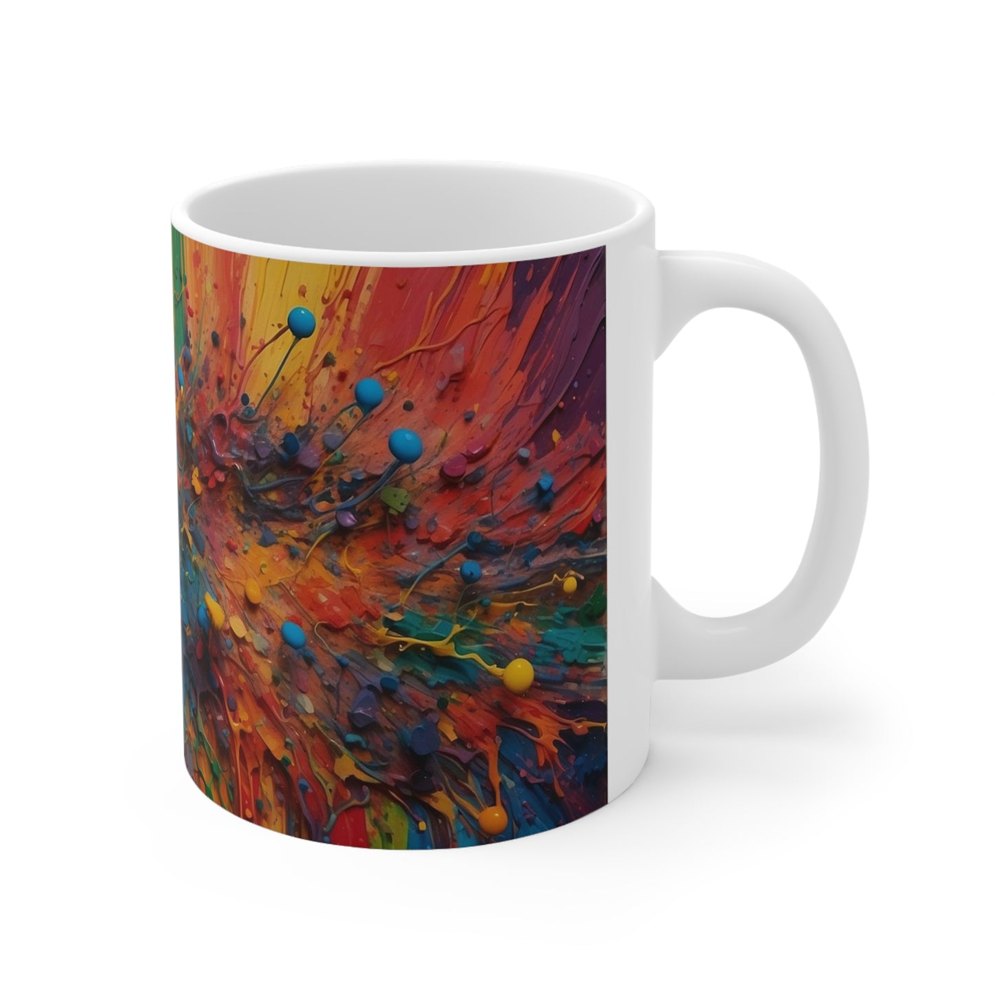 Messy Colourful Bitcoin Mug - Ceramic Coffee Mug 11oz