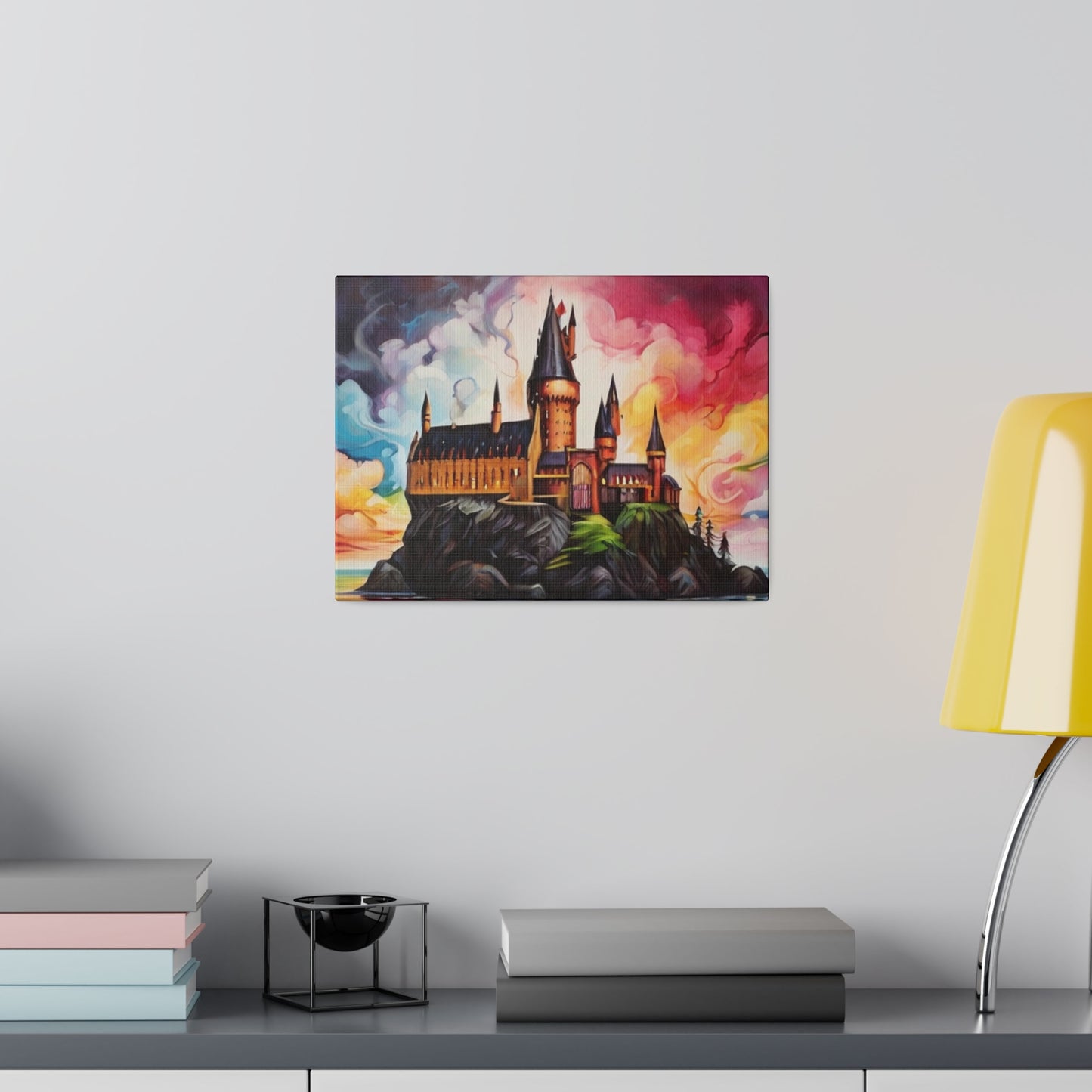 Colourful Hogwarts Castle Artwork - Matte Canvas, Stretched, 0.75"