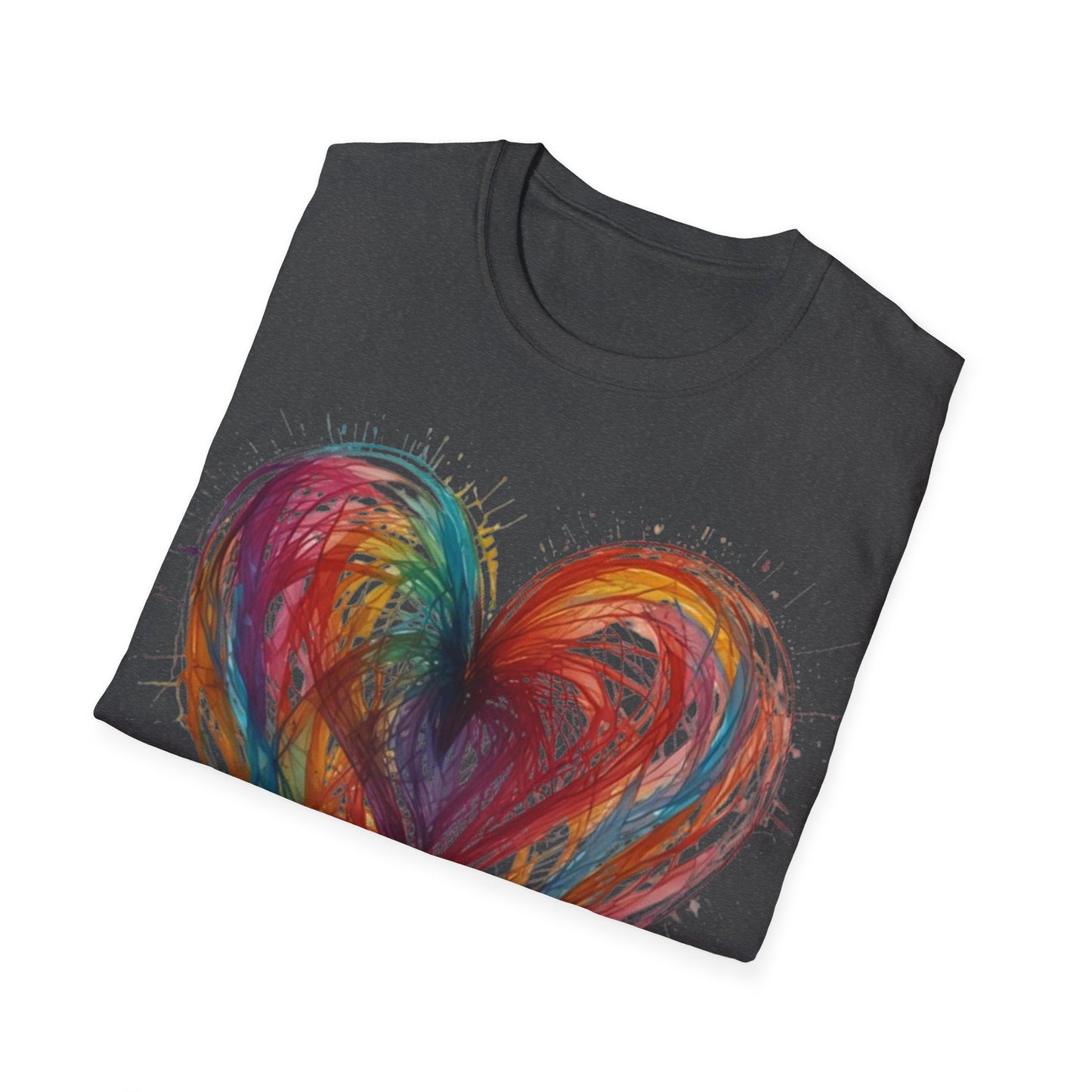 Colourful Messy Lines Transparent Love Heart - Unisex T-Shirt