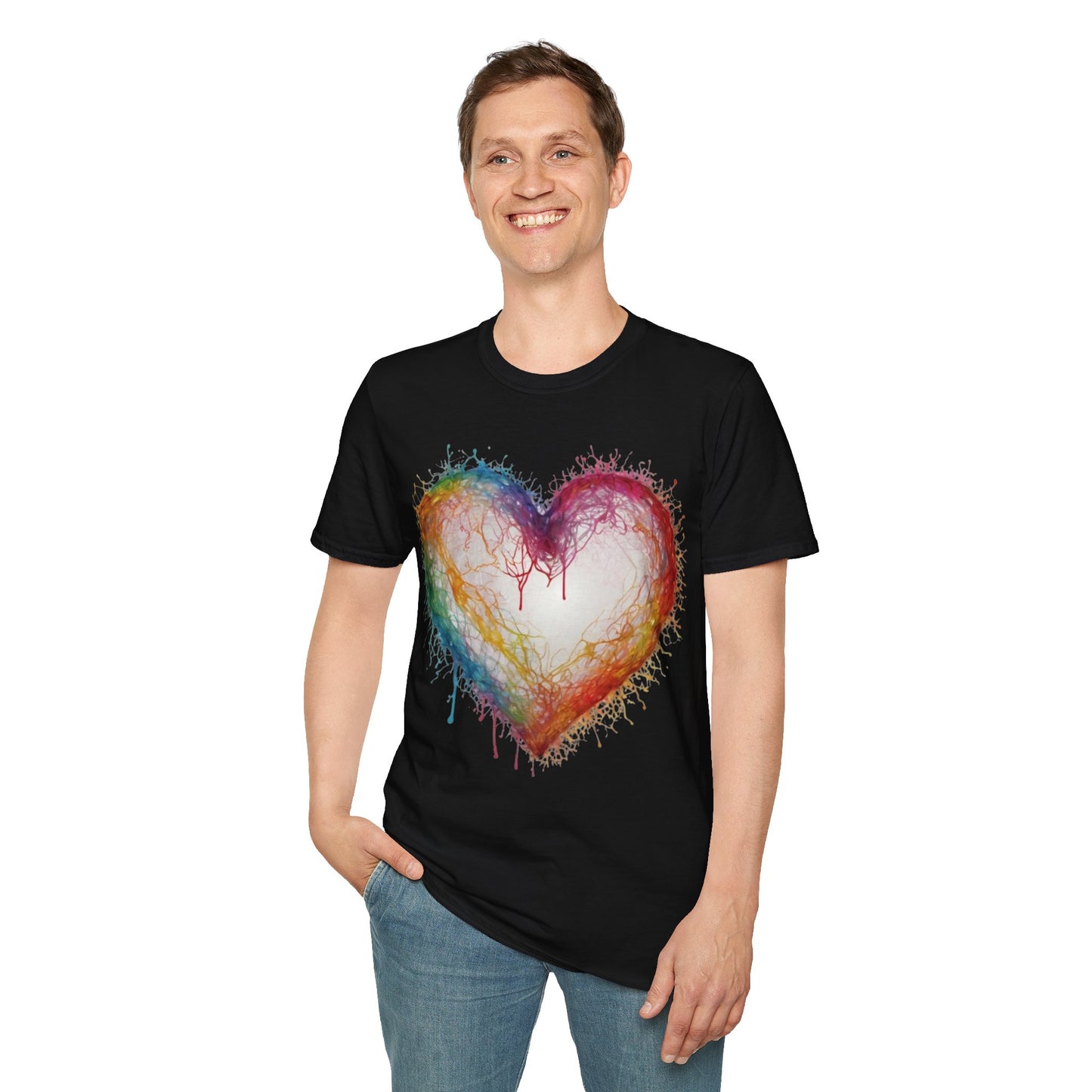 Transparent Colourful Love Heart - Unisex T-Shirt