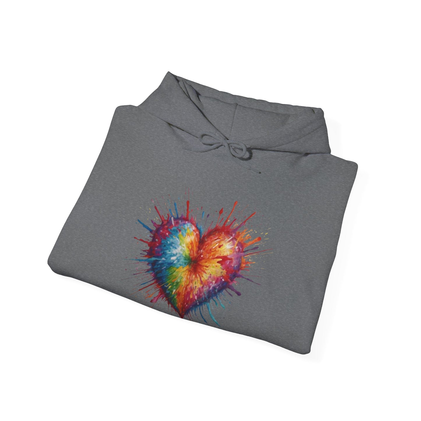 Colourful Messy Exploding Love Heart - Unisex Hooded Sweatshirt