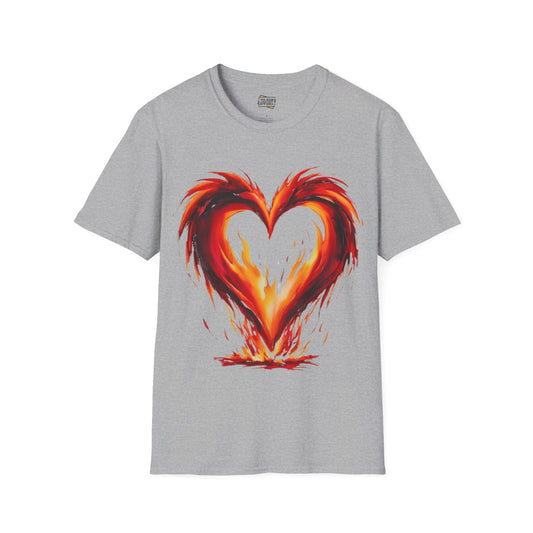 Love Heart Engulfed in Fire - Unisex T-Shirt