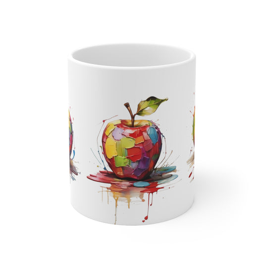 Messy Colourful Apples Mug - Ceramic Coffee Mug 11oz