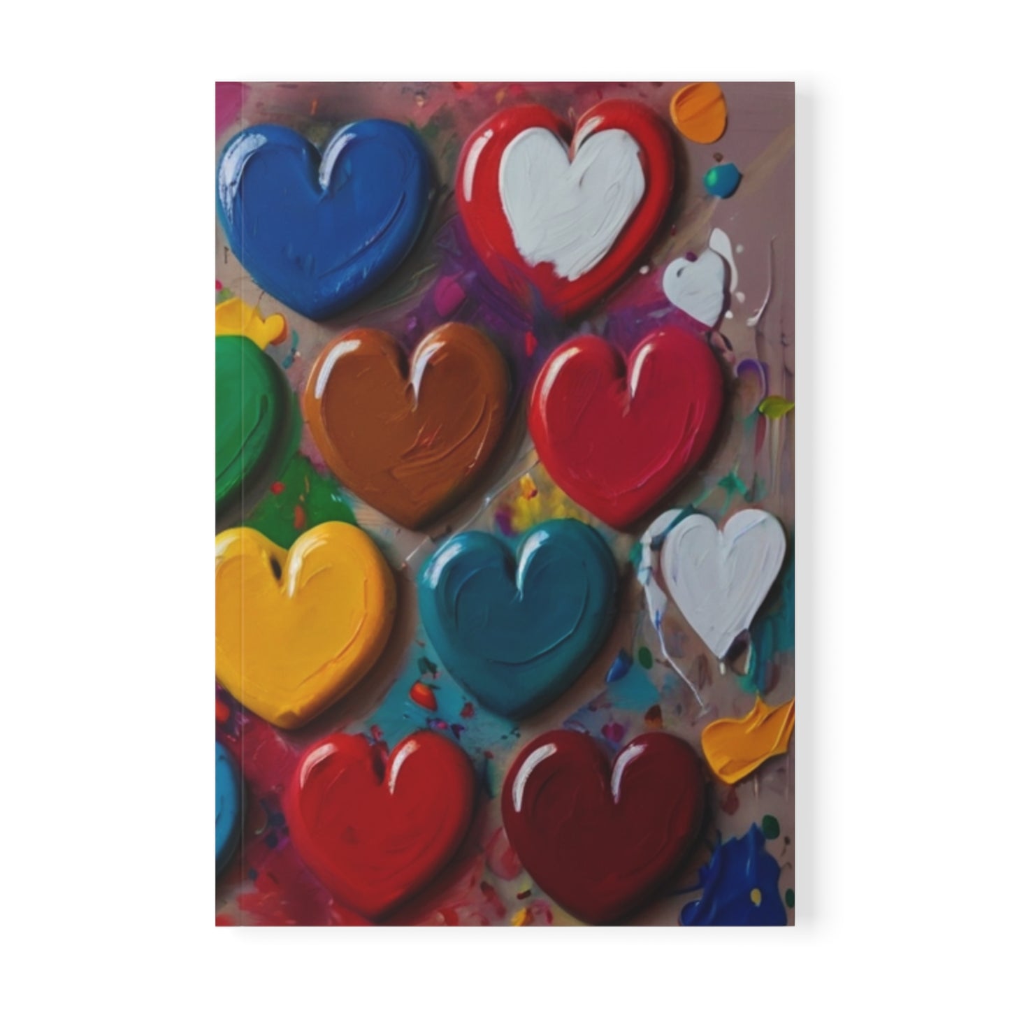 Painted Love Hearts - Softcover Notebook, A5